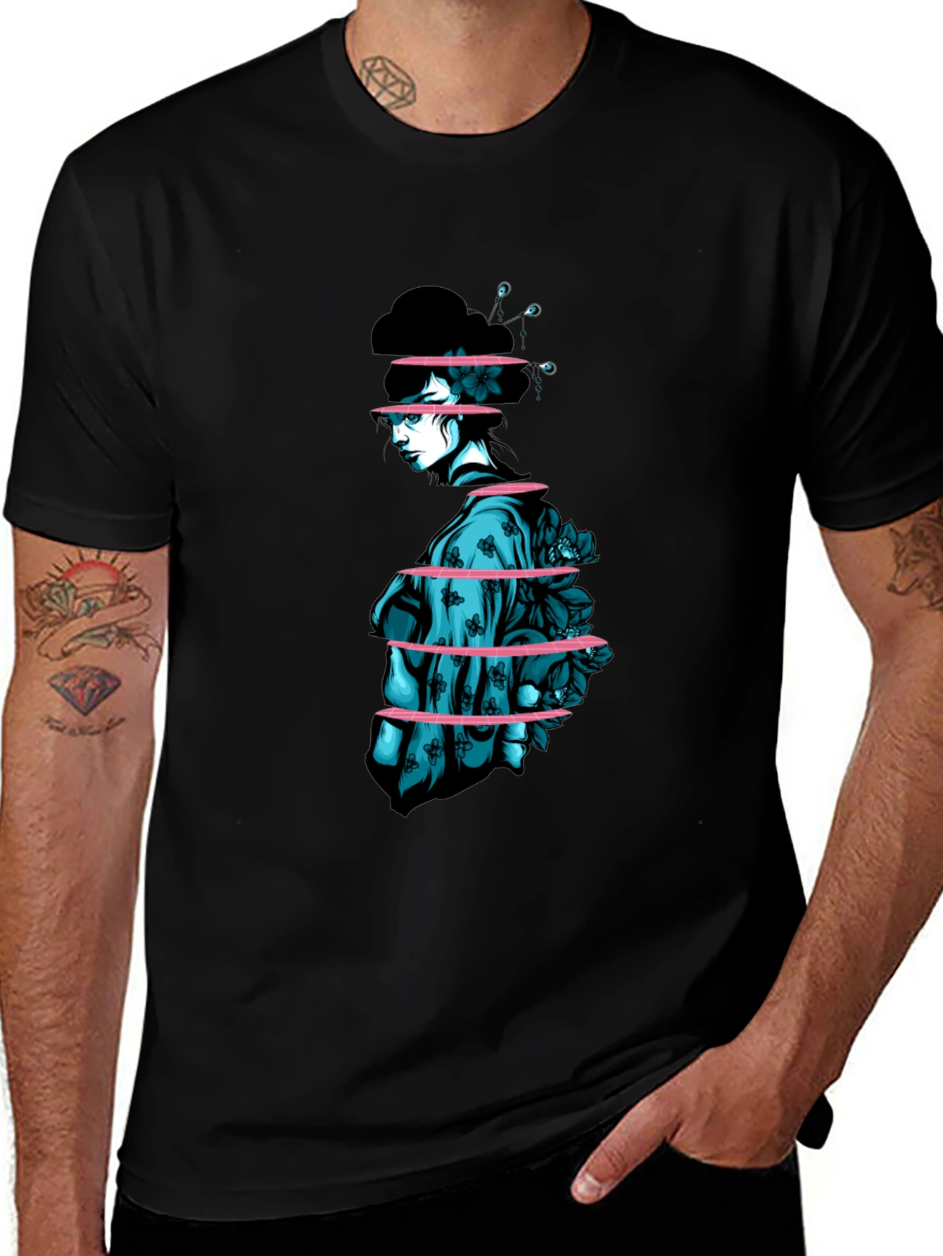 Sliced Geisha Graphic Tee - Unique Streetwear
