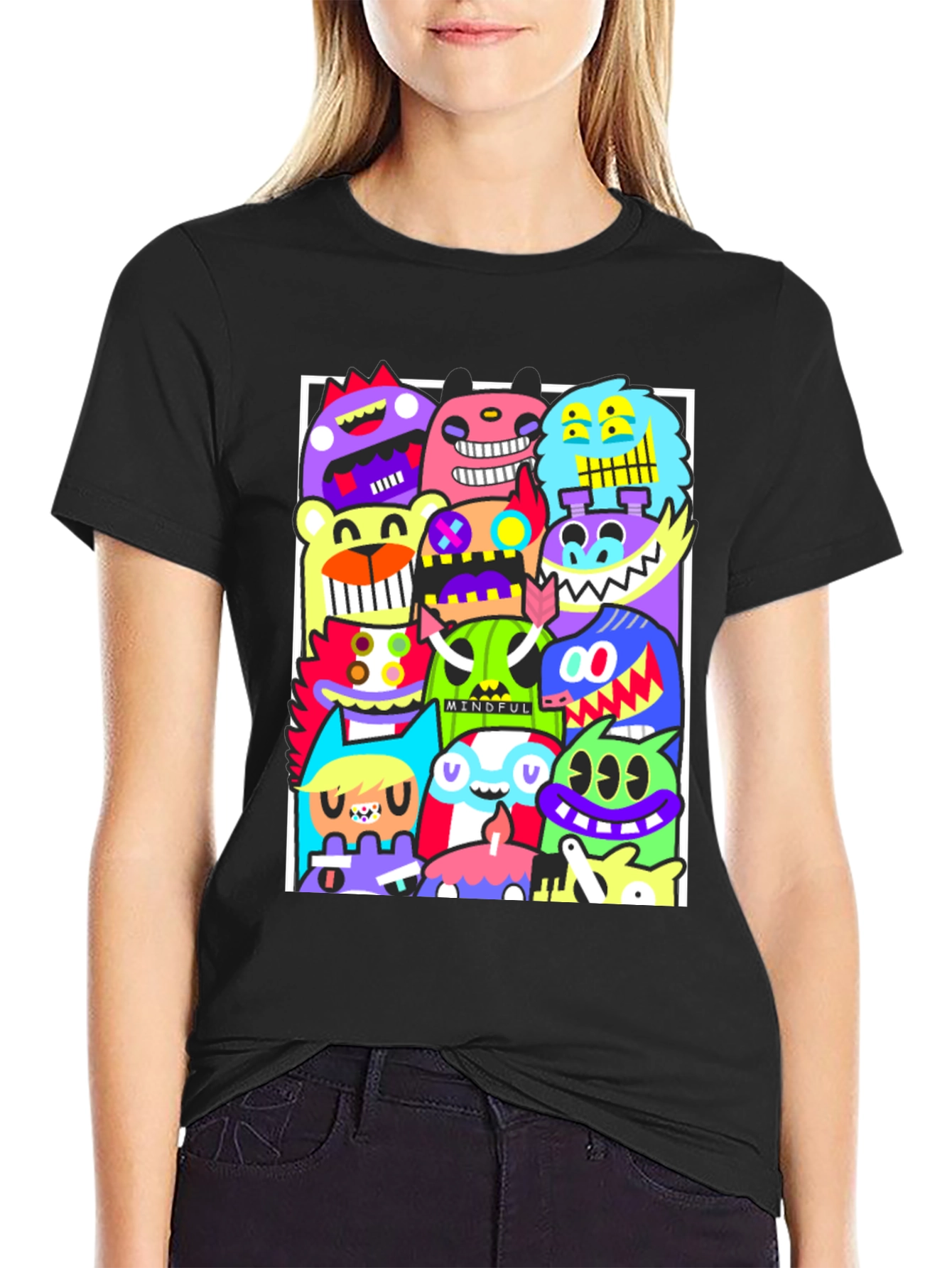Funky Monster Graphic T-Shirt - Black