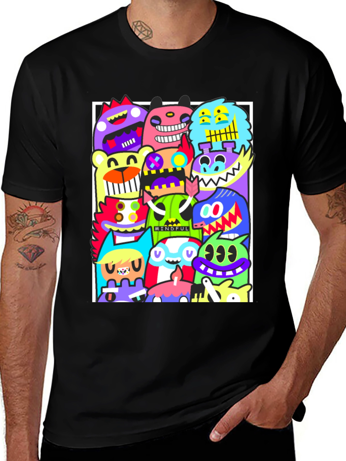 Funky Monster Graphic T-Shirt - Black