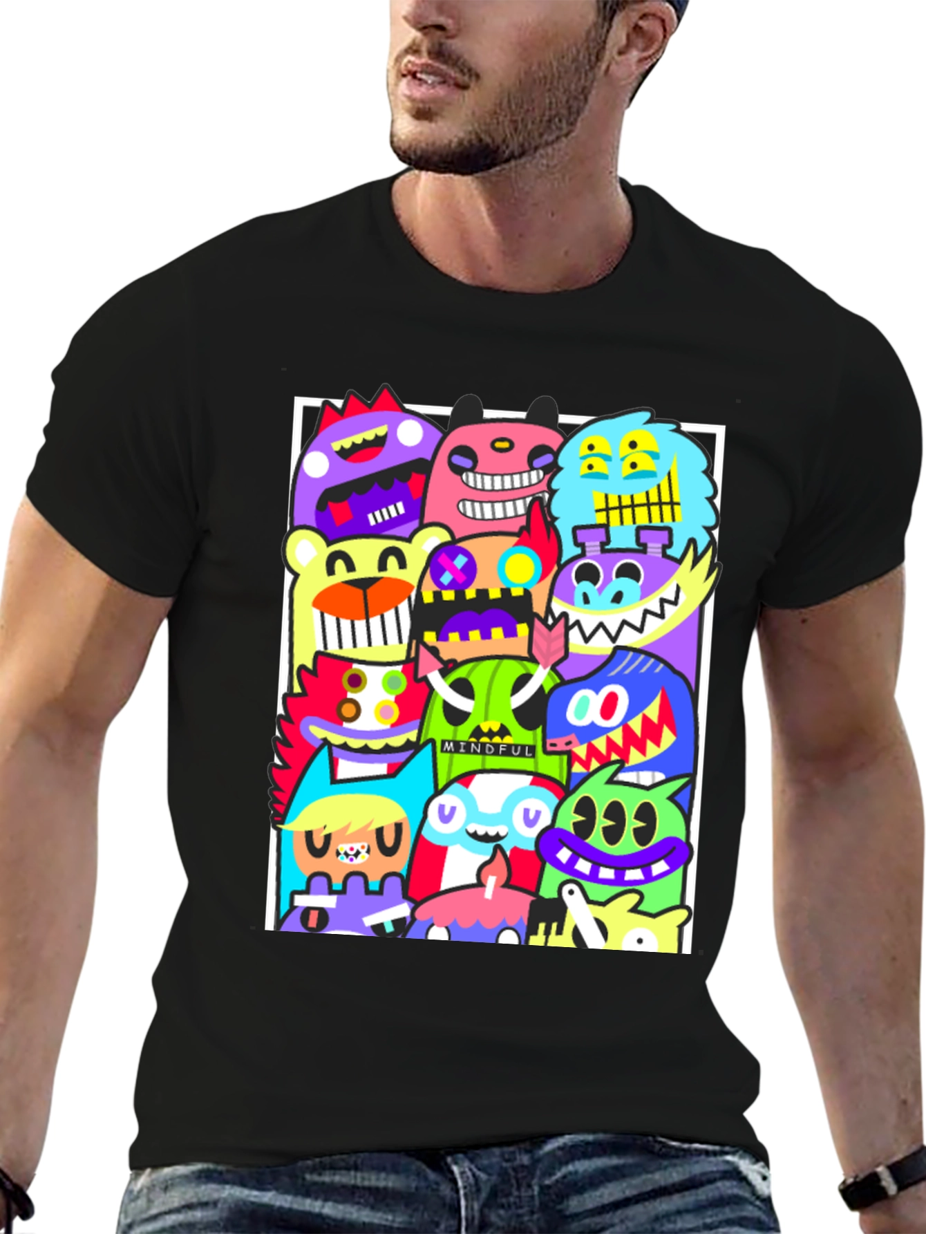 Funky Monster Graphic T-Shirt - Black