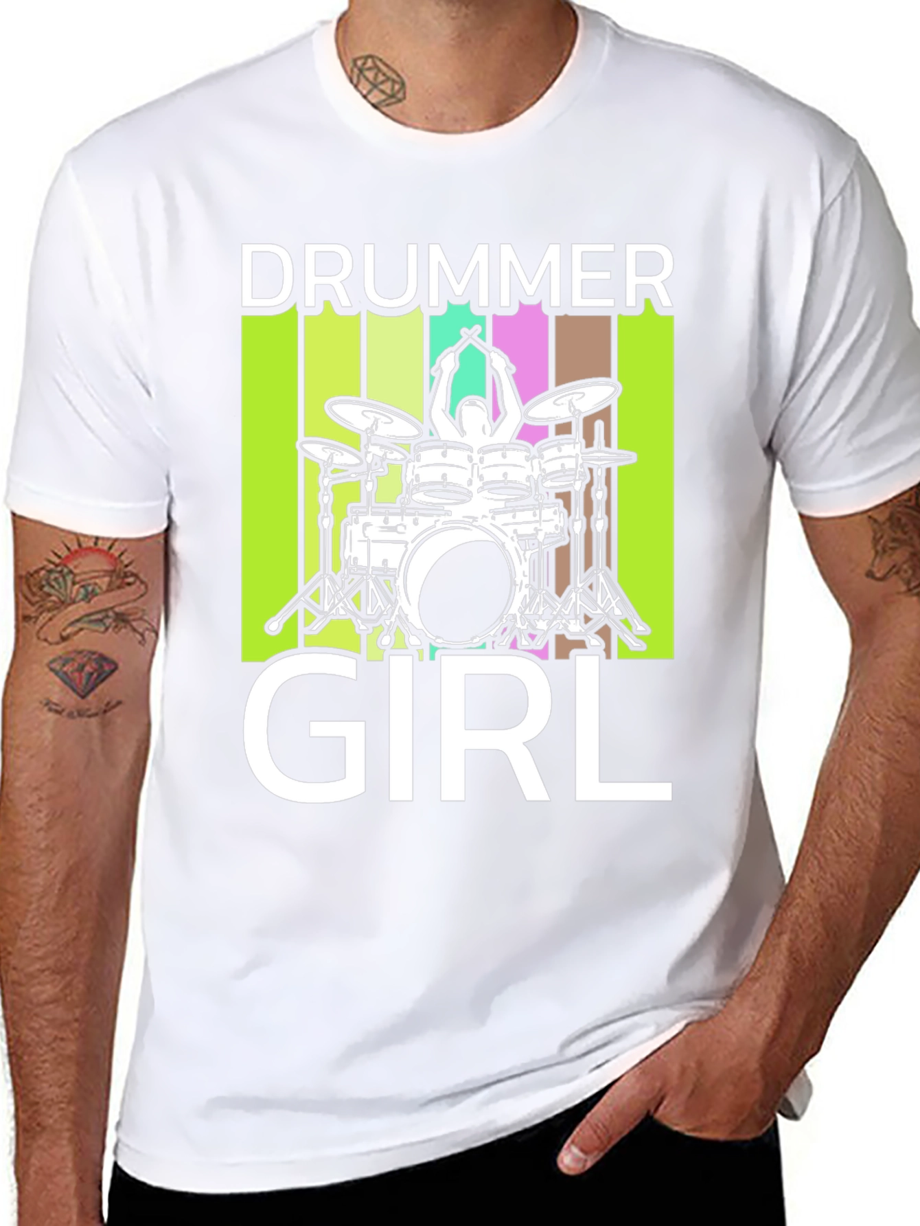 Drummer Girl Graphic Tee - Music Lovers T-Shirt