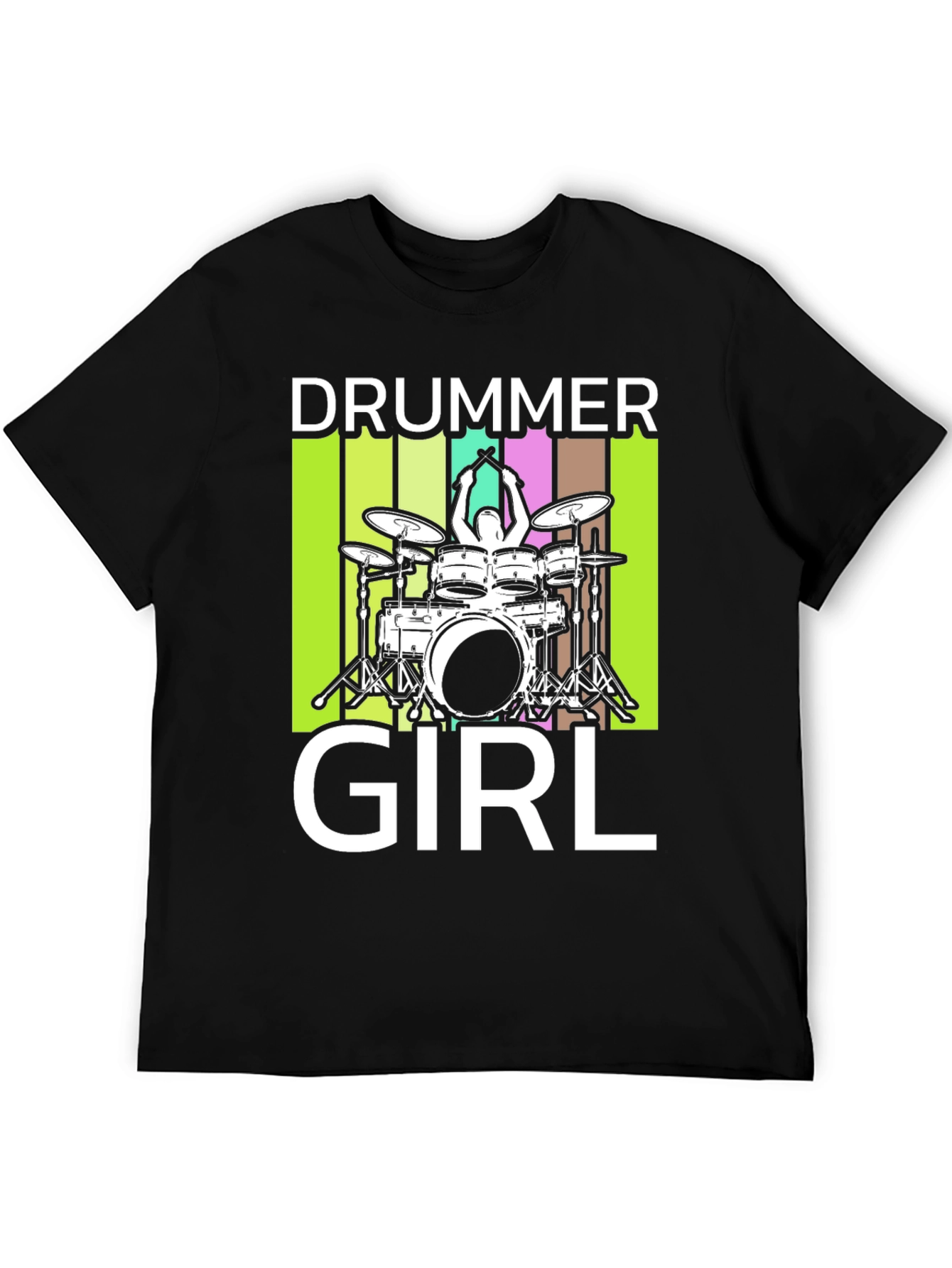 Drummer Girl Graphic Tee - Music Lovers T-Shirt