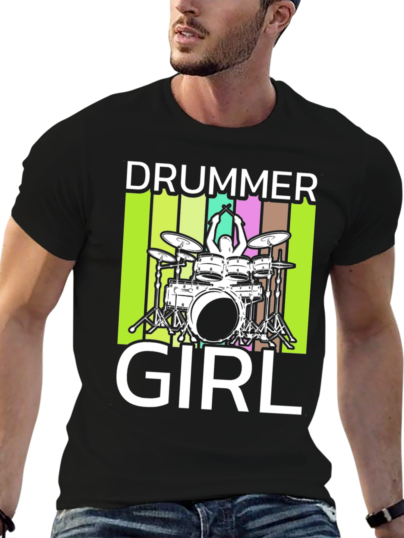Drummer Girl Graphic Tee - Music Lovers T-Shirt