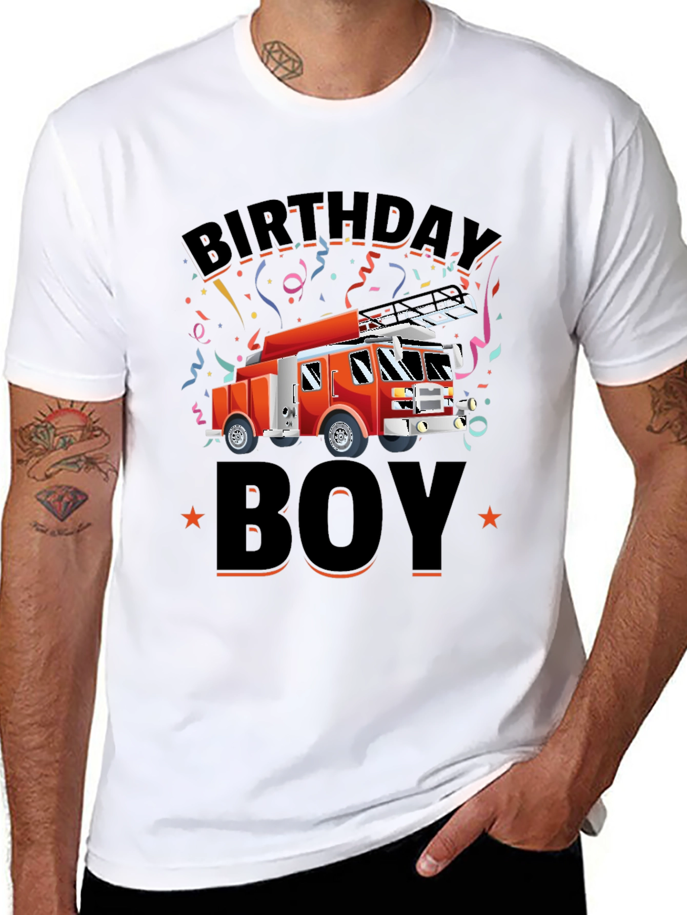 Firetruck Birthday Boy Graphic T-Shirt
