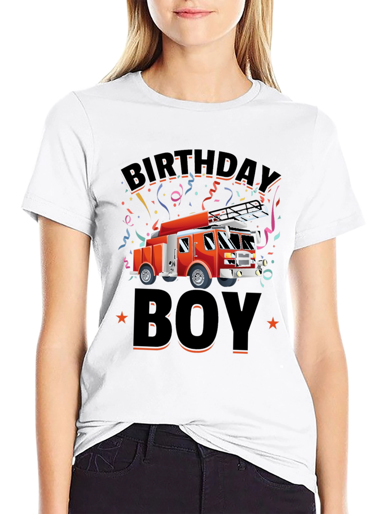Firetruck Birthday Boy Graphic T-Shirt