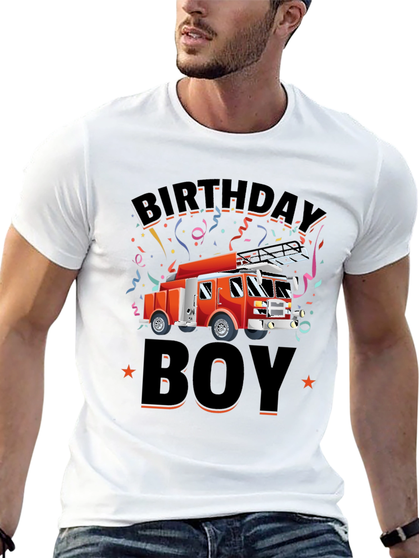 Firetruck Birthday Boy Graphic T-Shirt