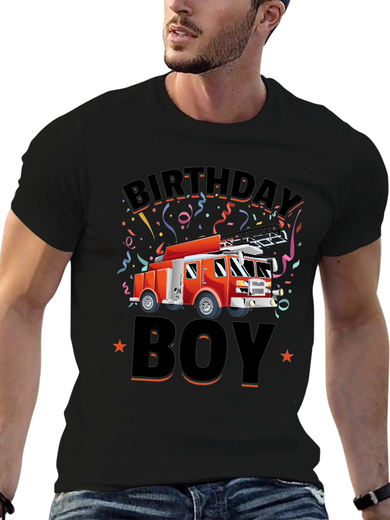 Firetruck Birthday Boy Graphic T-Shirt