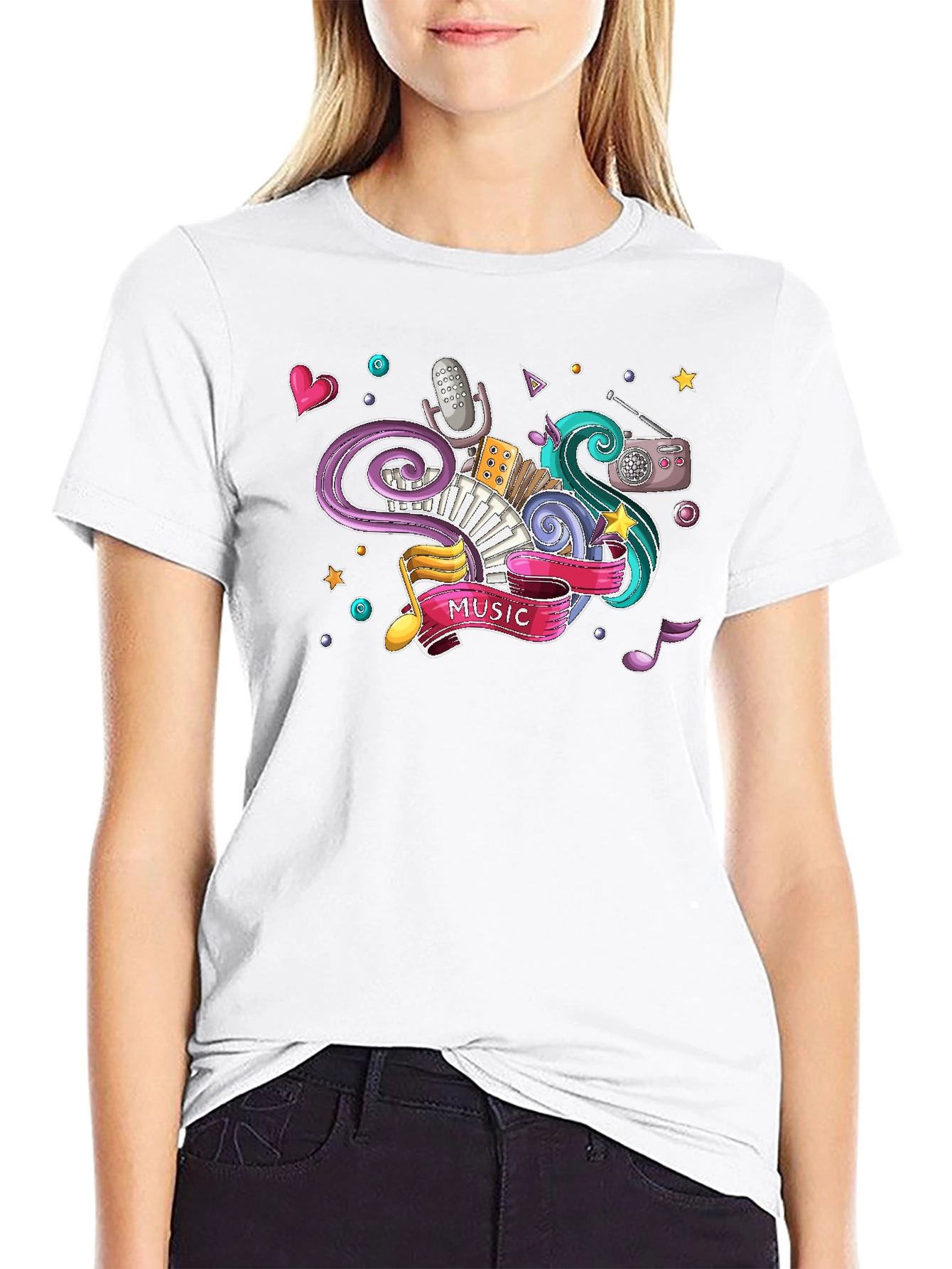 Music Lover Graphic Tee - Black Cotton T-Shirt