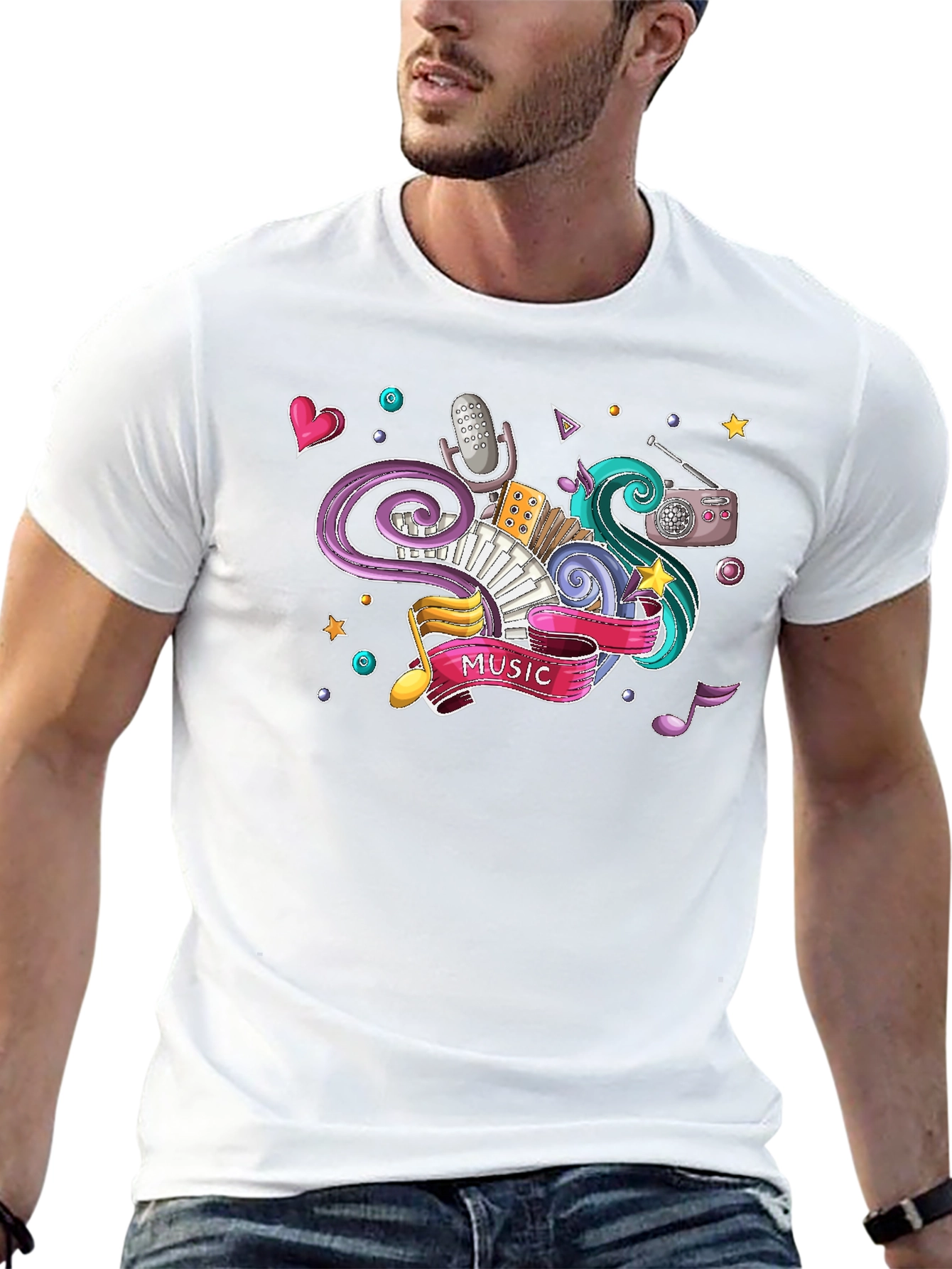 Music Lover Graphic Tee - Black Cotton T-Shirt