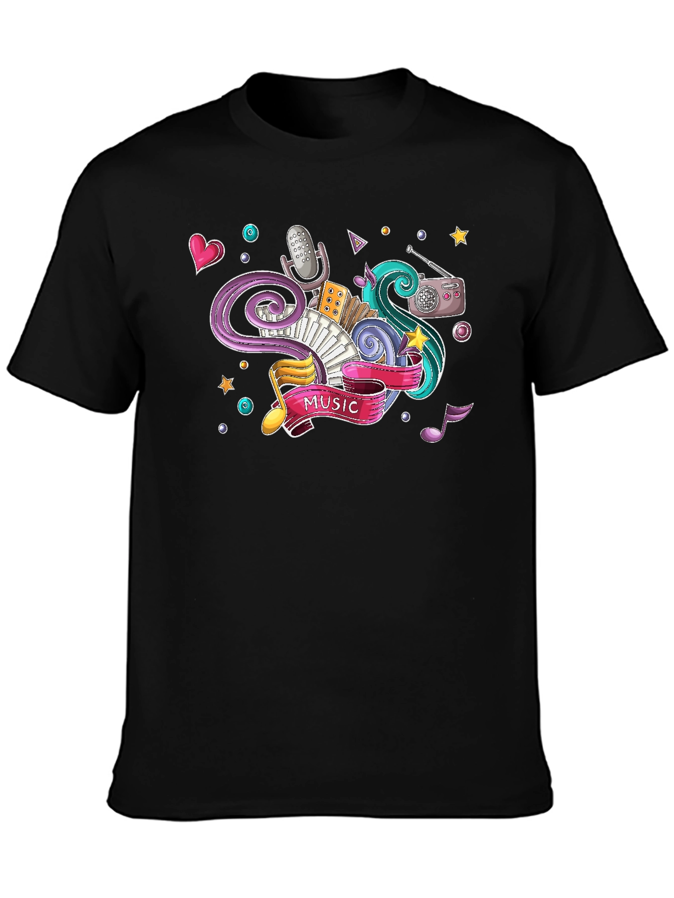 Music Lover Graphic Tee - Black Cotton T-Shirt