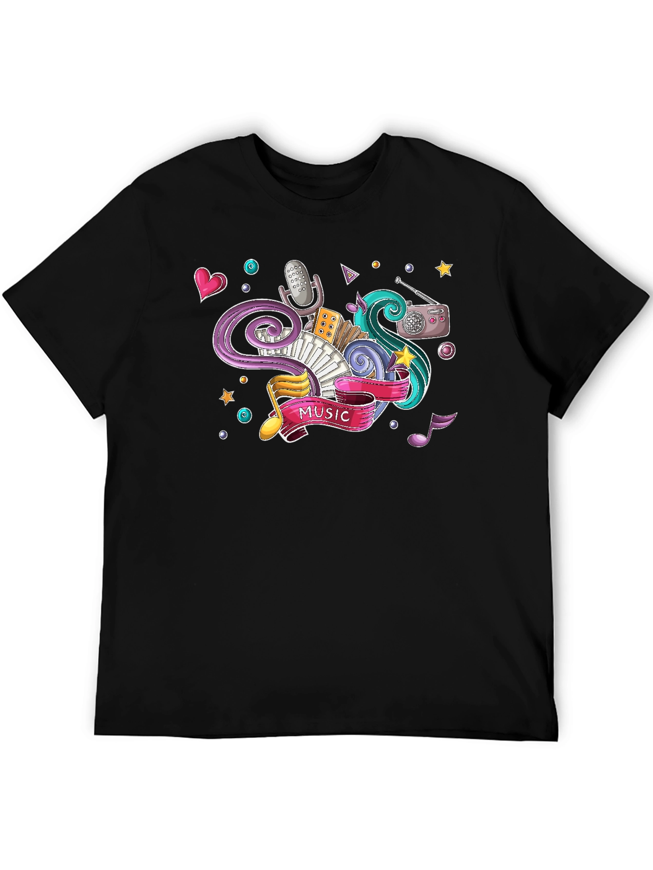 Music Lover Graphic Tee - Black Cotton T-Shirt