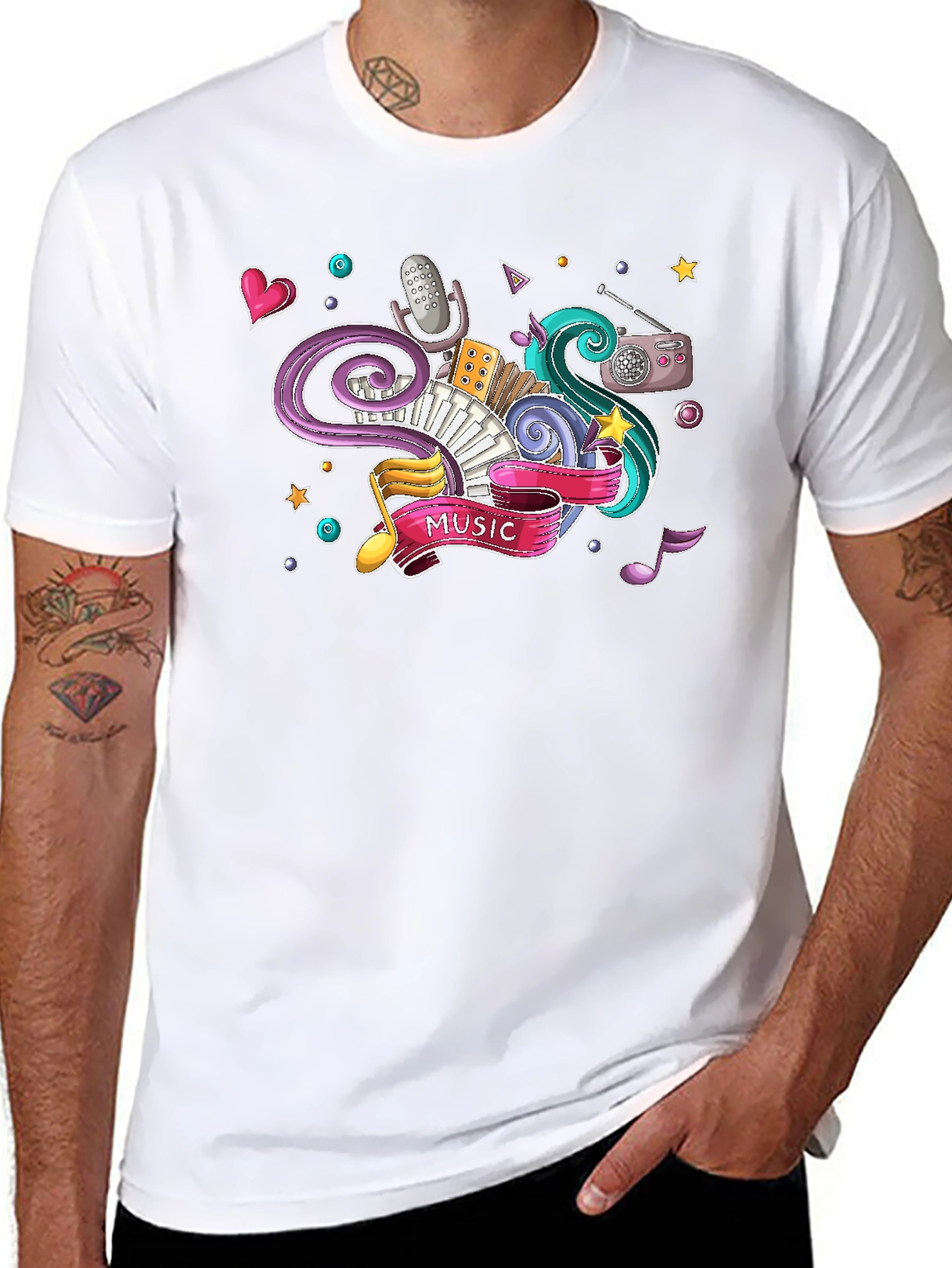 Music Lover Graphic Tee - Black Cotton T-Shirt