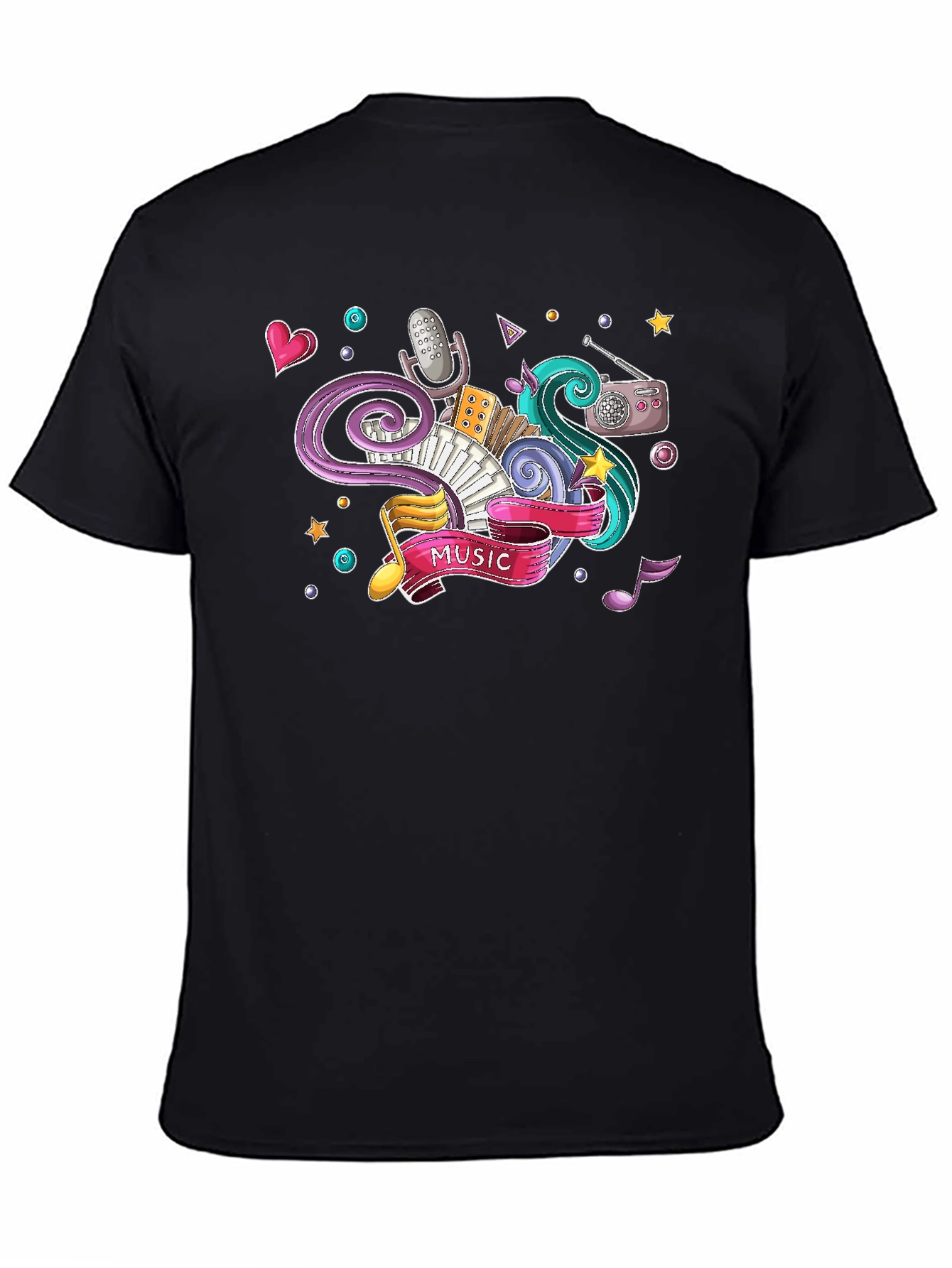 Music Lover Graphic Tee - Black Cotton T-Shirt