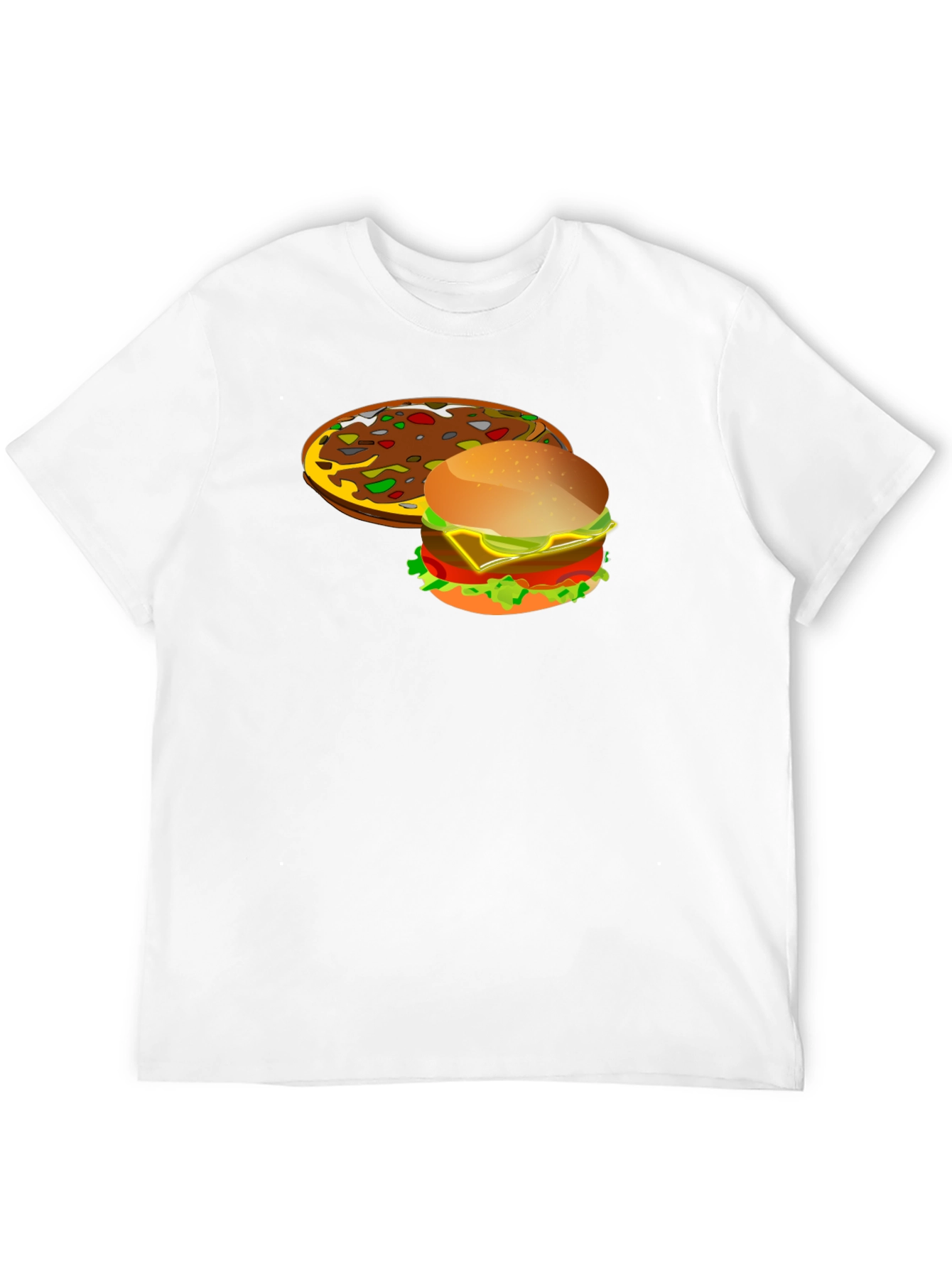 Pizza & Burger Graphic T-Shirt - Novelty Food Tee