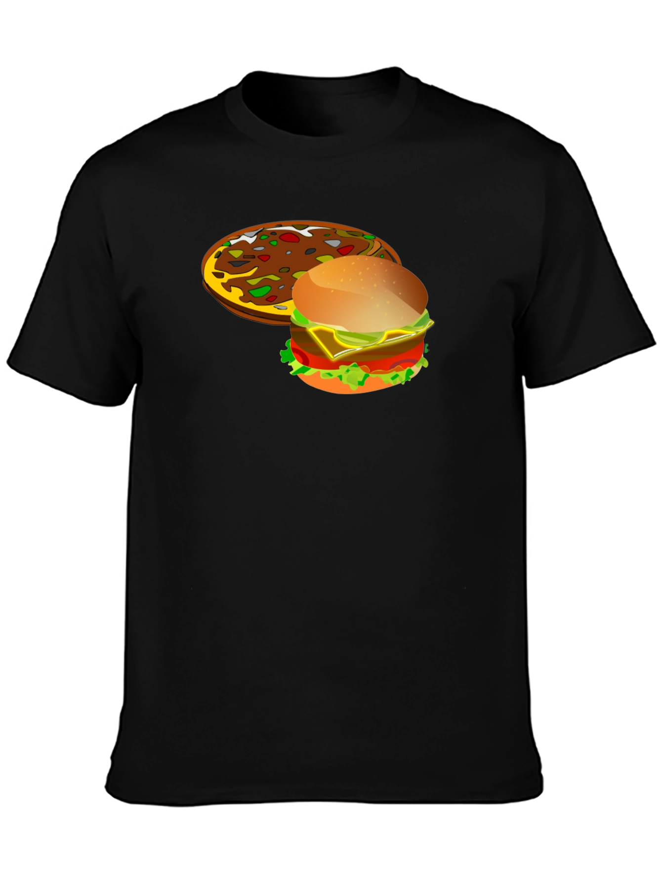 Pizza & Burger Graphic T-Shirt - Novelty Food Tee