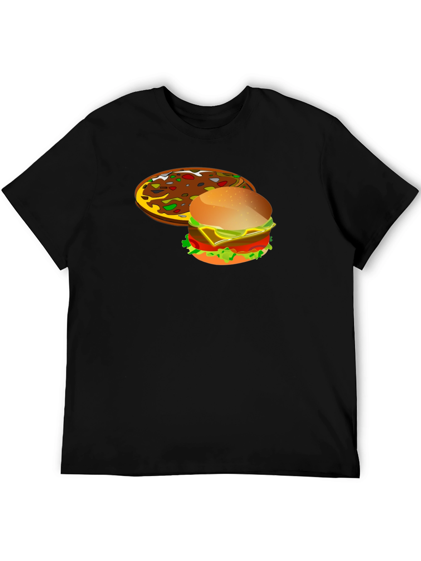 Pizza & Burger Graphic T-Shirt - Novelty Food Tee