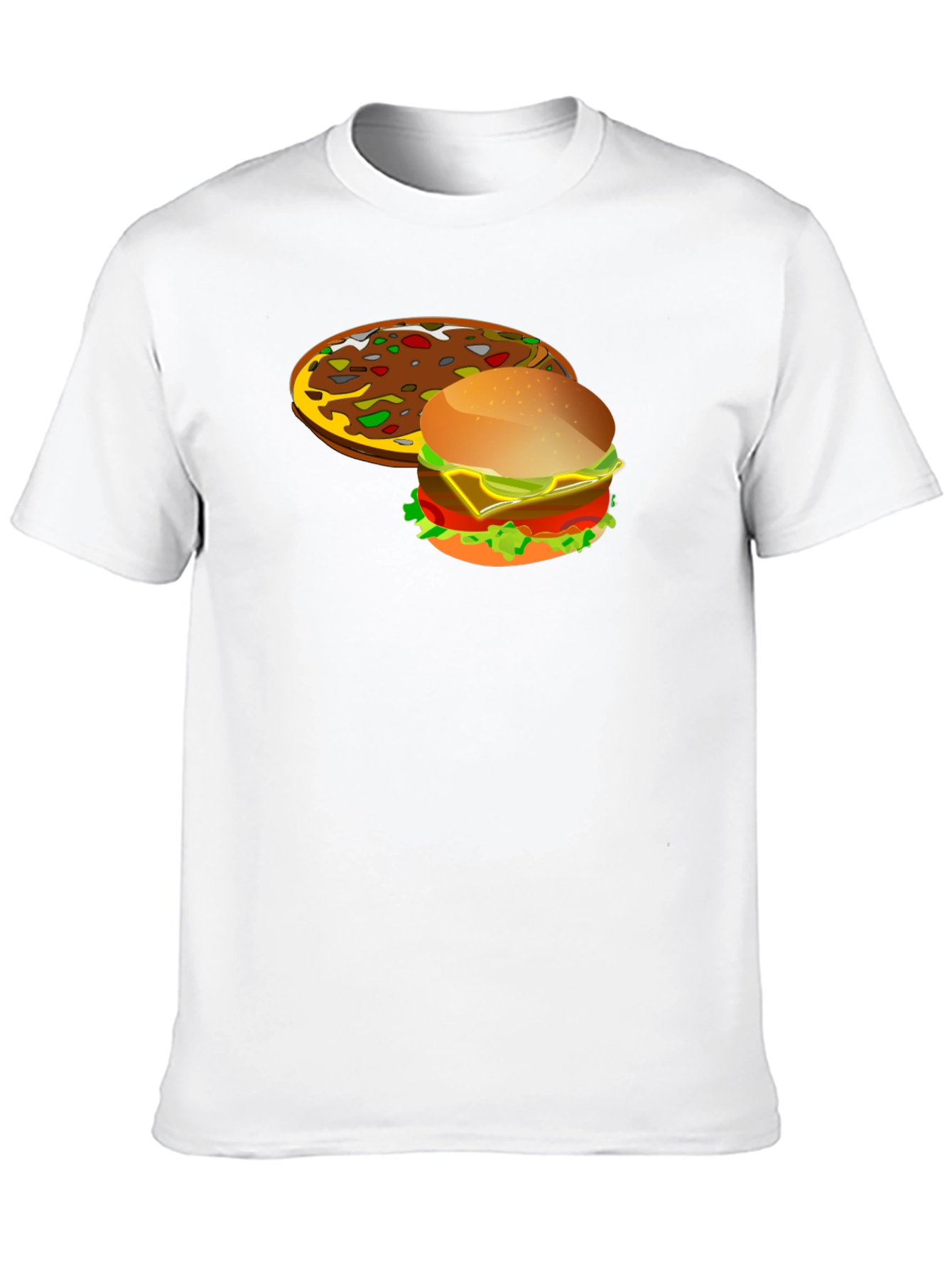 Pizza & Burger Graphic T-Shirt - Novelty Food Tee
