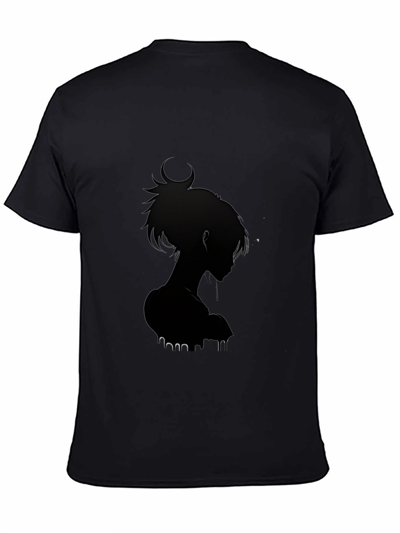 Stylish Black Anime Silhouette Graphic Tee