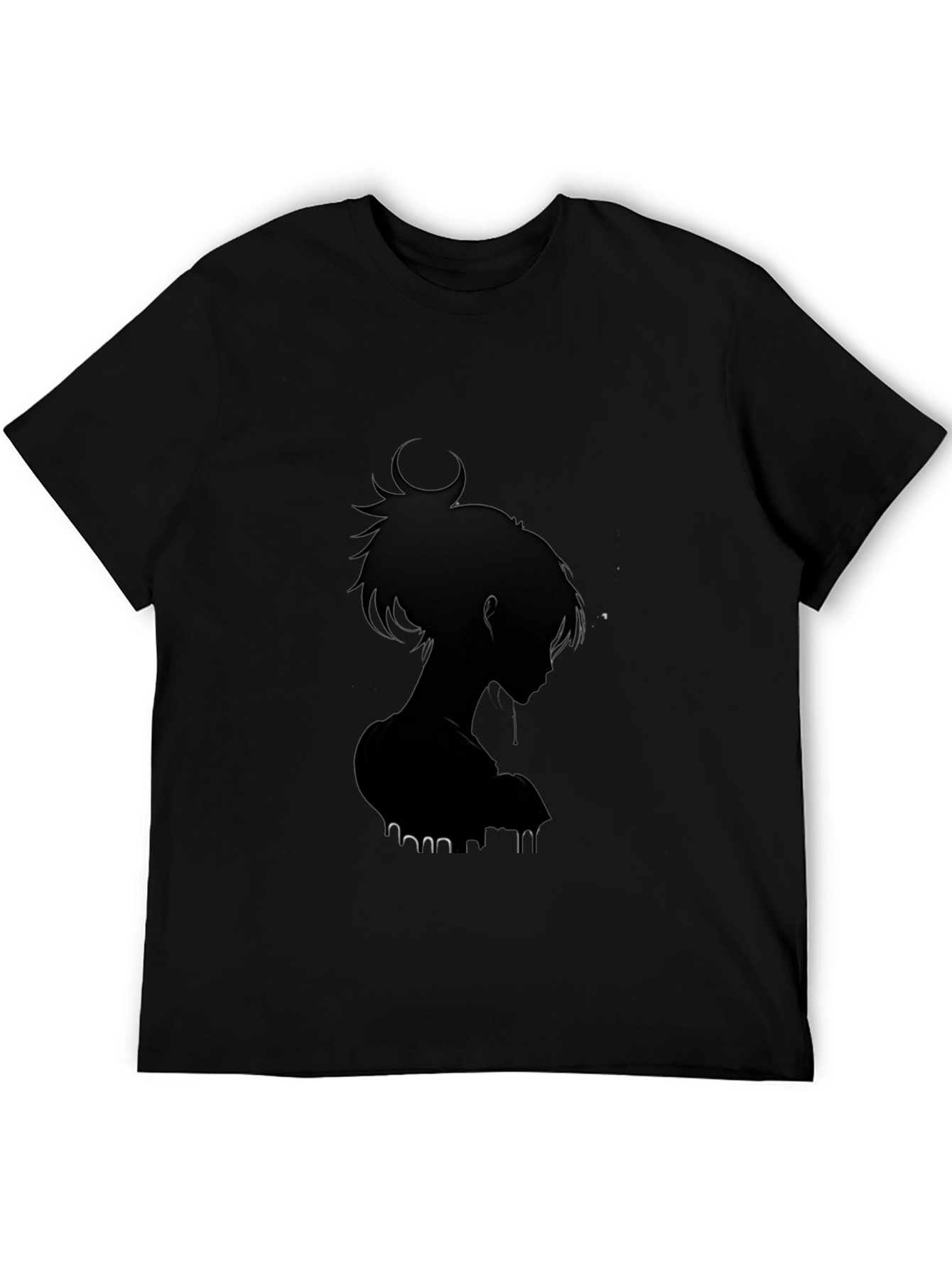 Stylish Black Anime Silhouette Graphic Tee