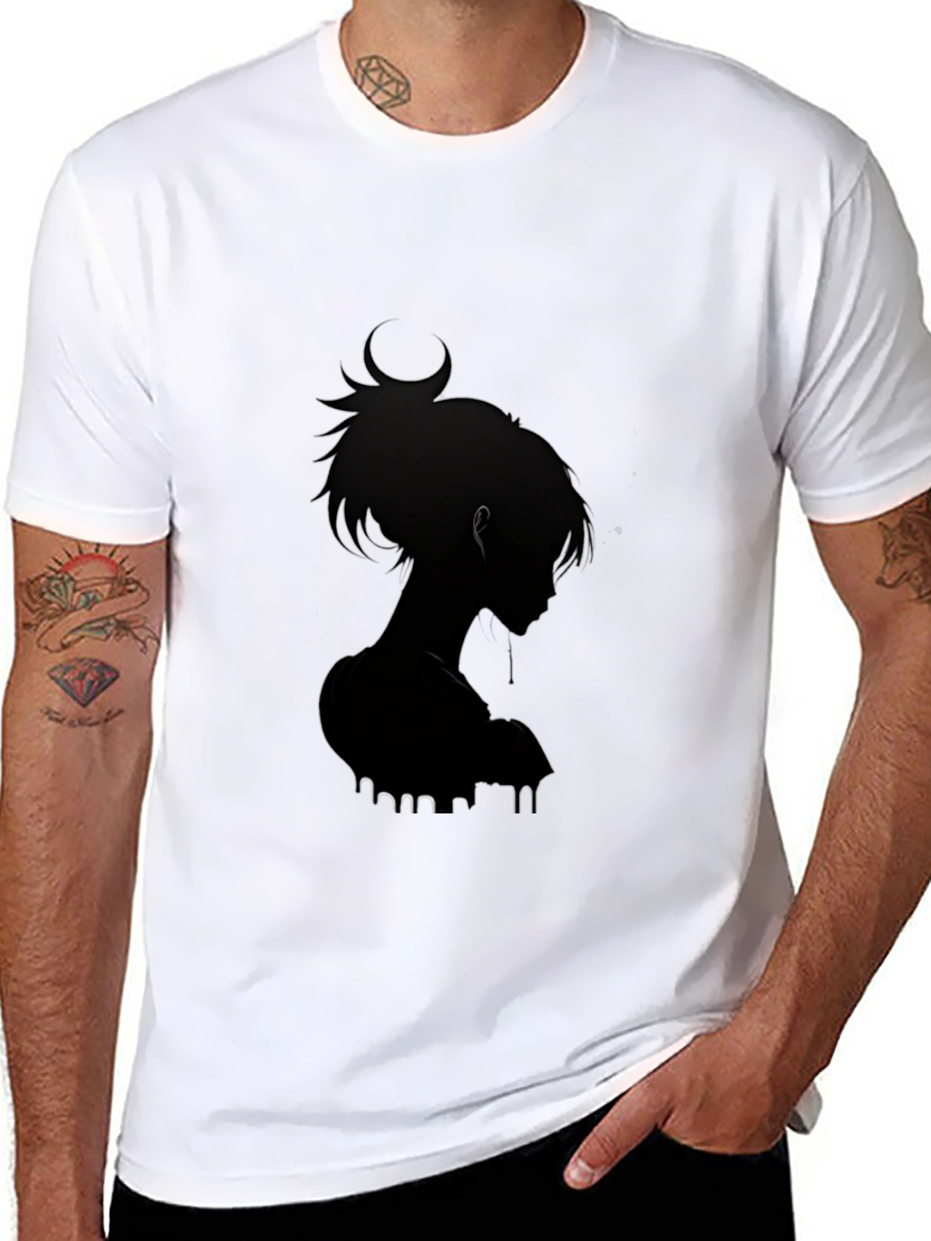 Stylish Black Anime Silhouette Graphic Tee