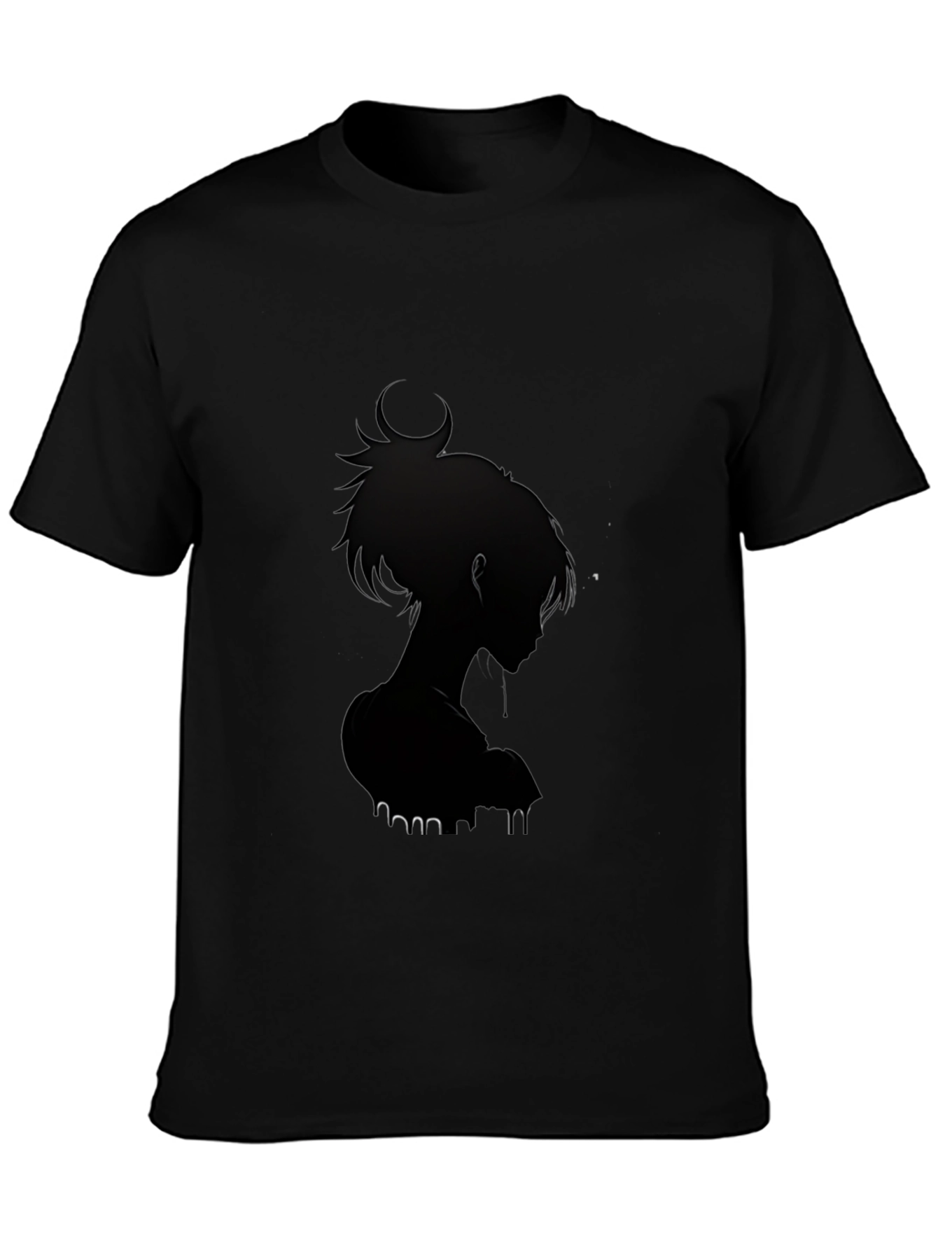 Stylish Black Anime Silhouette Graphic Tee