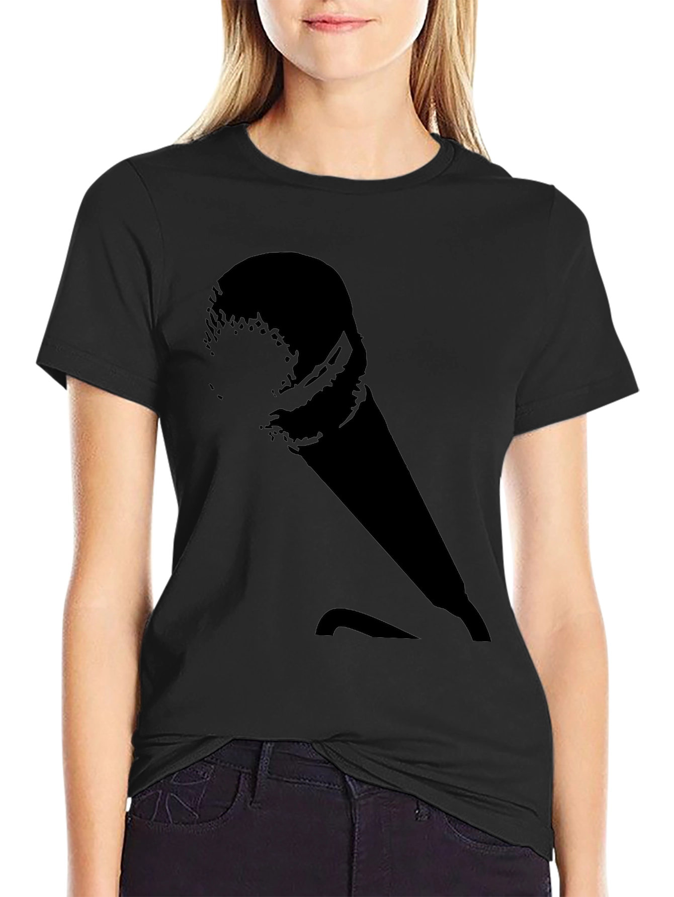 Retro Microphone Graphic Tee - Black