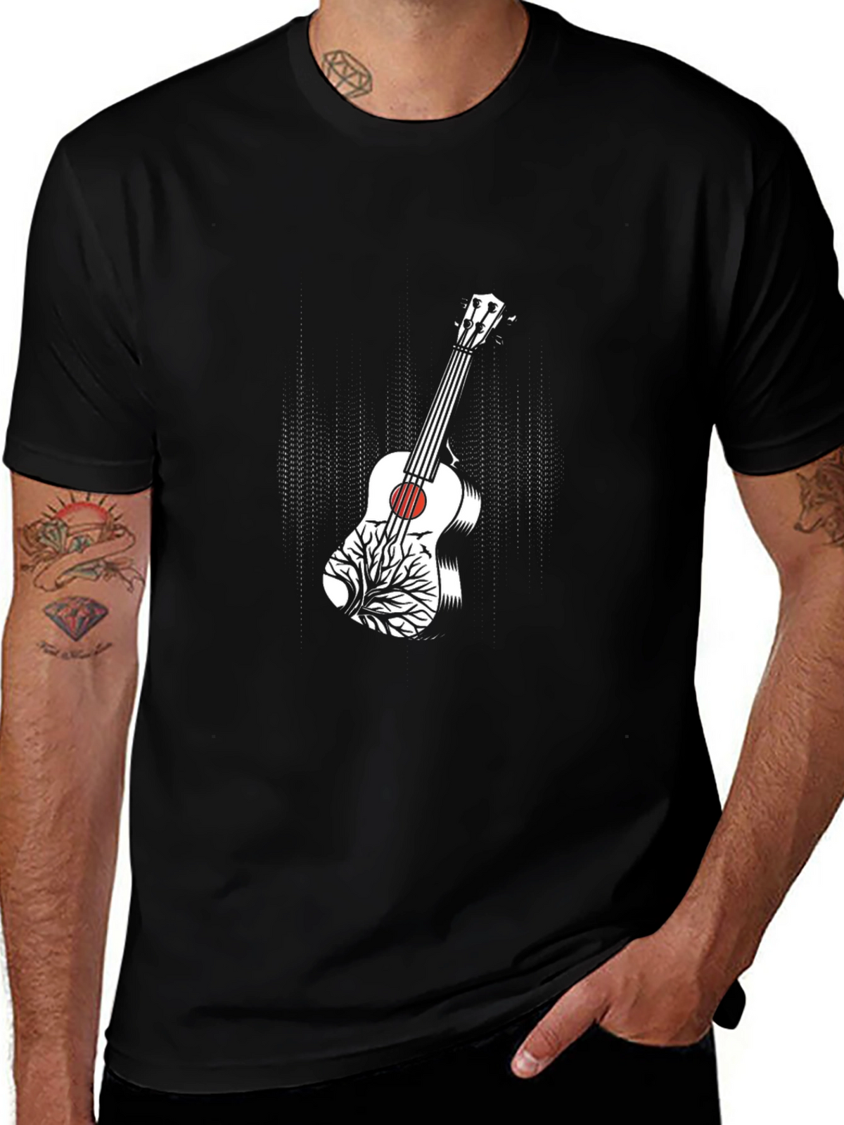 Guitar Tree Graphic T-Shirt - Black