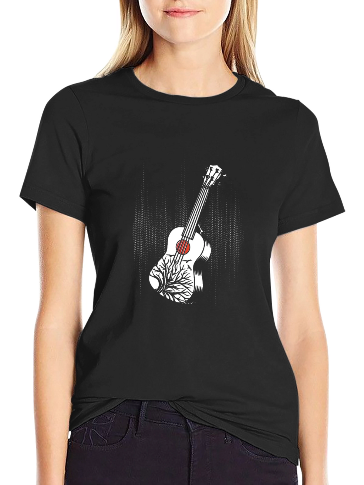 Guitar Tree Graphic T-Shirt - Black