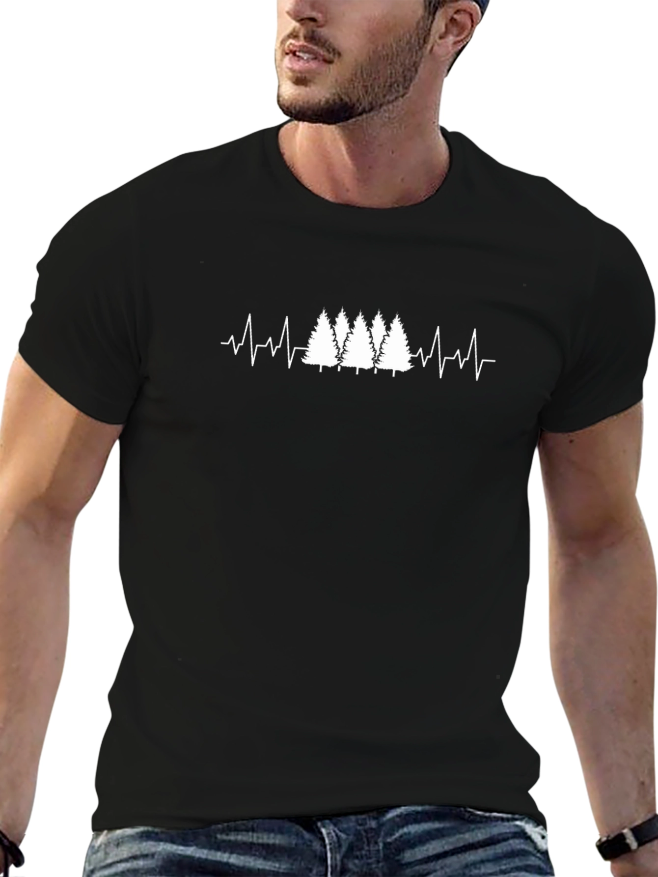 Nature Lover T-Shirt: Heartbeat Trees Design