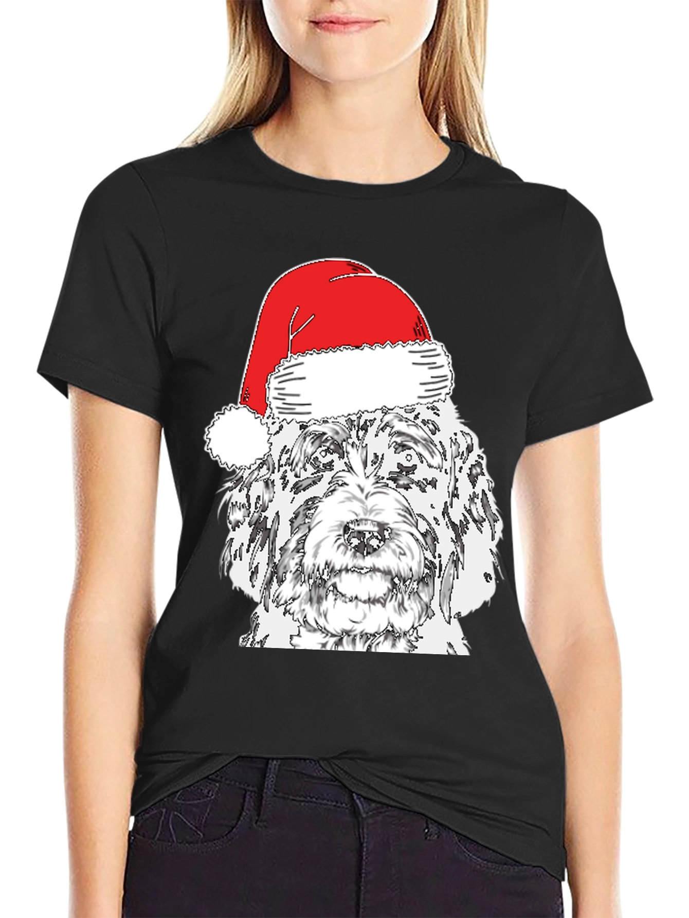 Festive Dog Santa Hat T-Shirt
