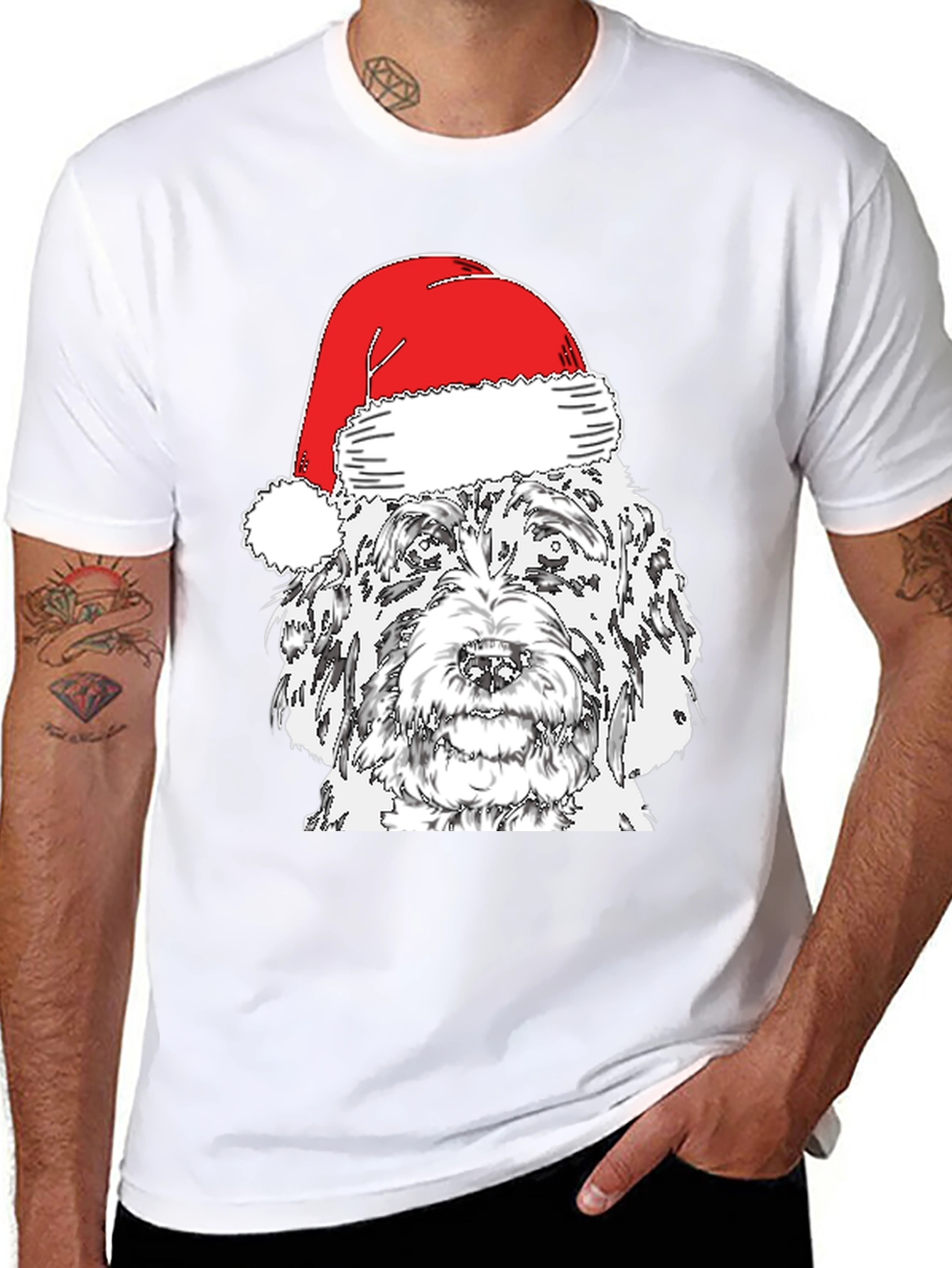 Festive Dog Santa Hat T-Shirt