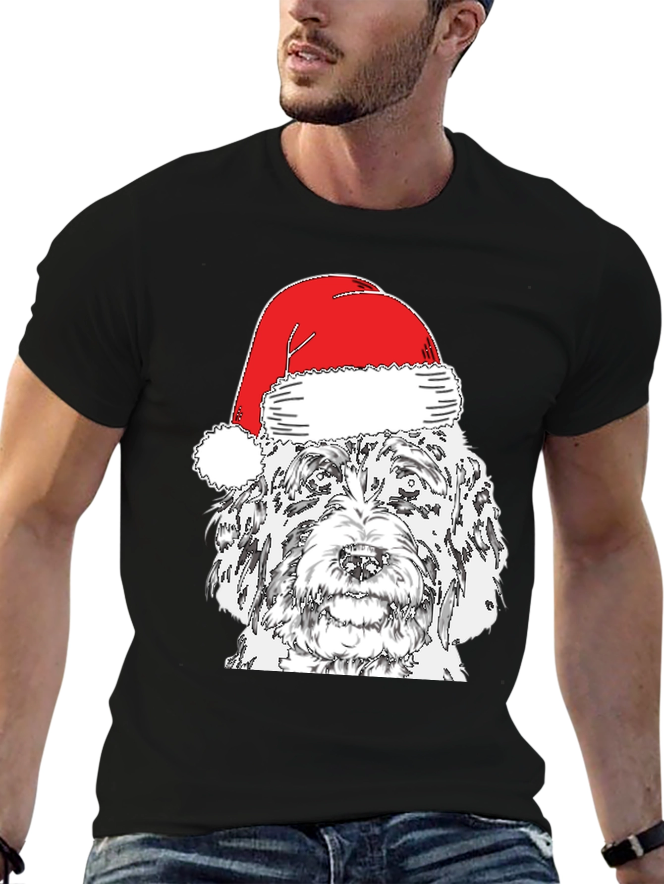 Festive Dog Santa Hat T-Shirt