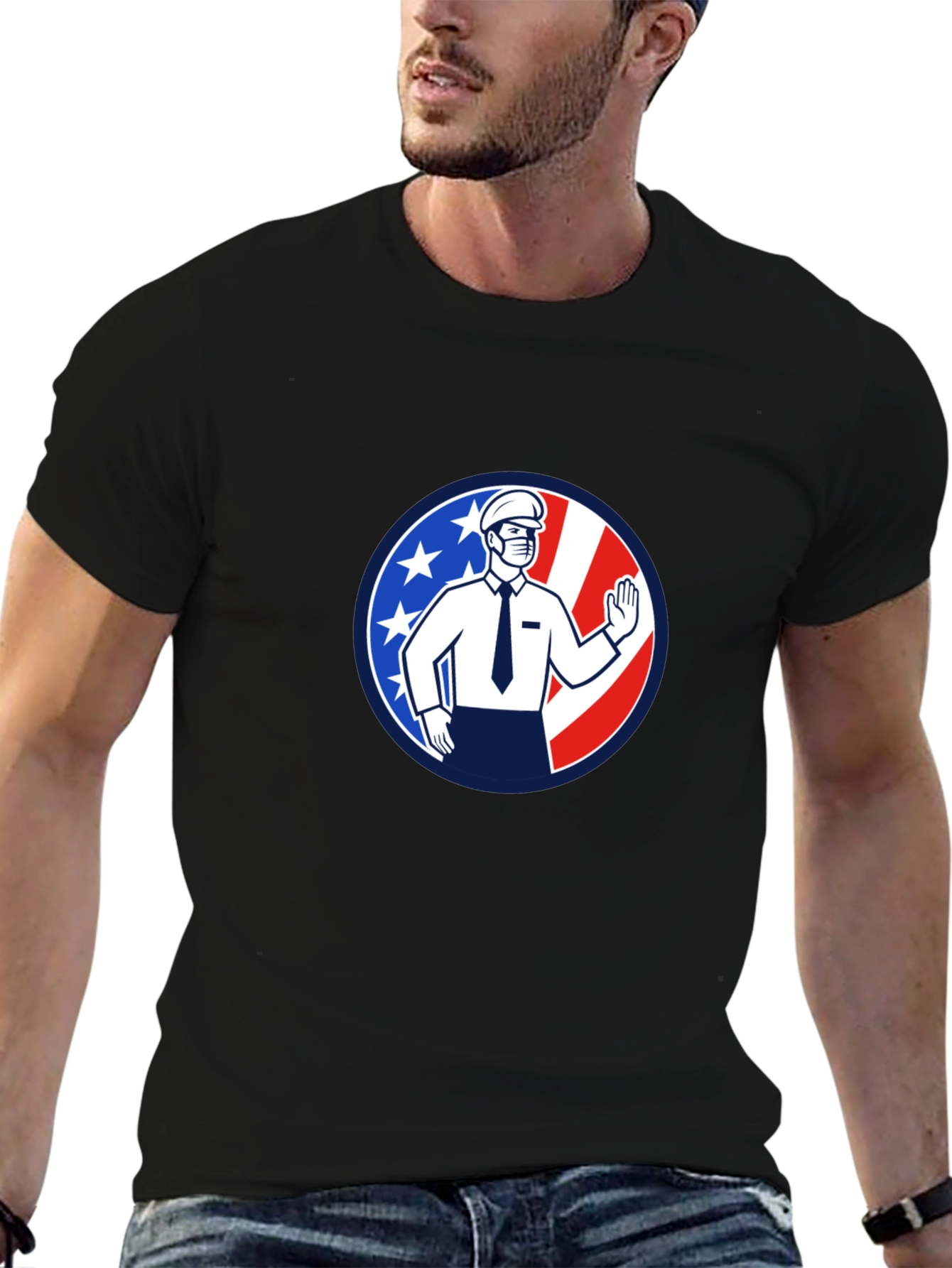 Patriotic Masked Worker Graphic Tee