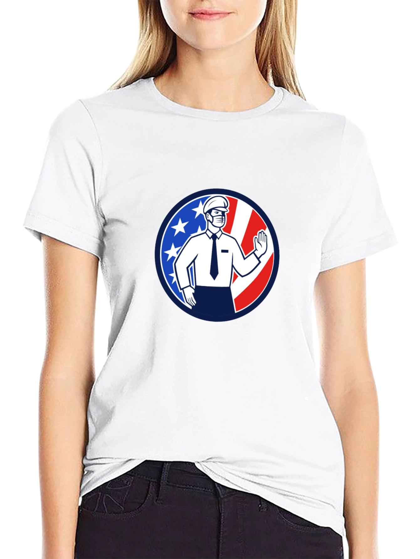 Patriotic Masked Worker Graphic Tee