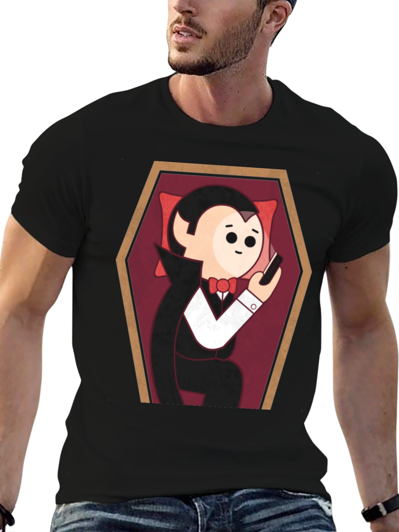 Cartoon Vampire in Coffin T-Shirt