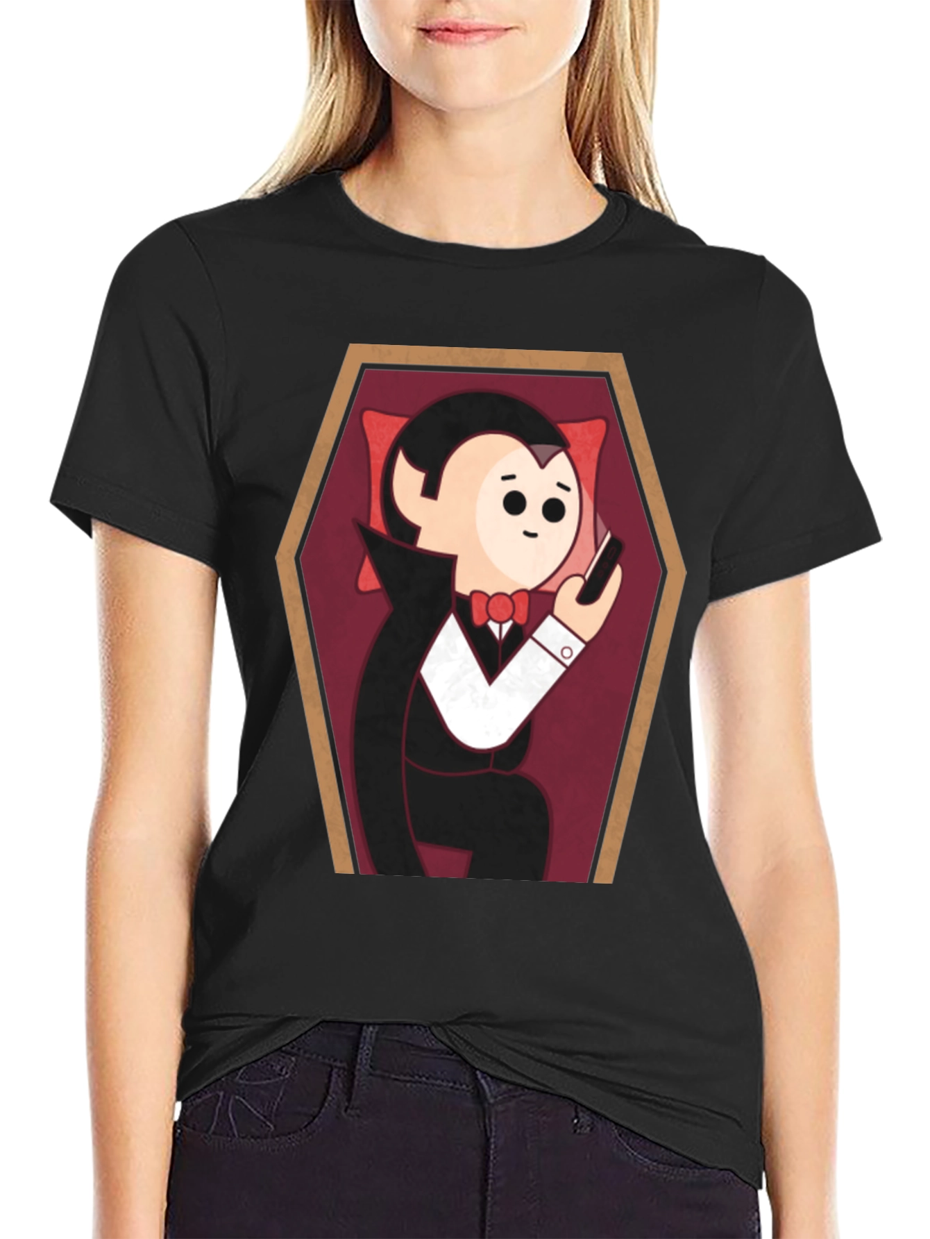 Cartoon Vampire in Coffin T-Shirt