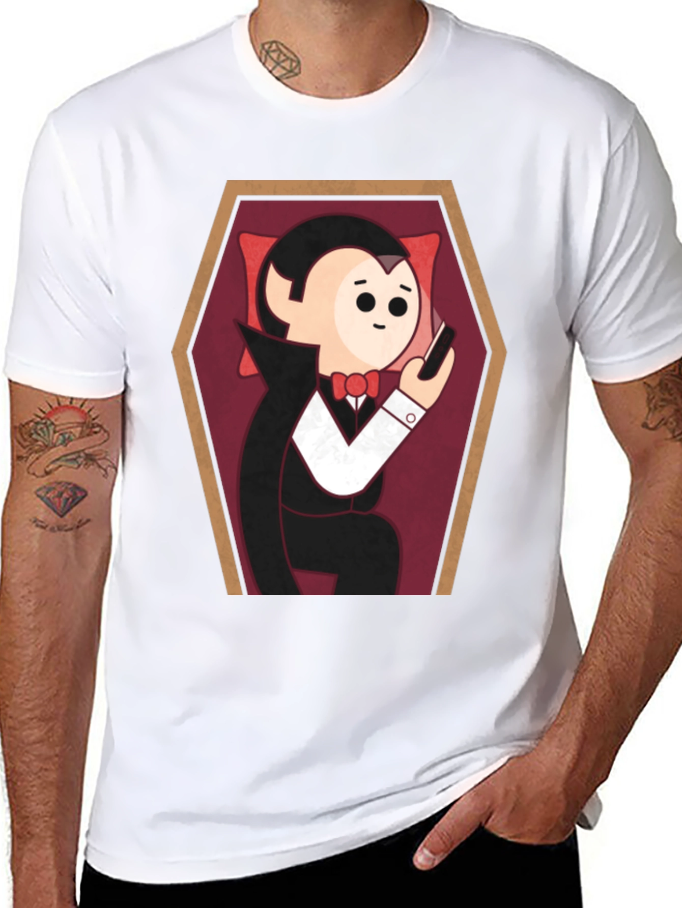 Cartoon Vampire in Coffin T-Shirt