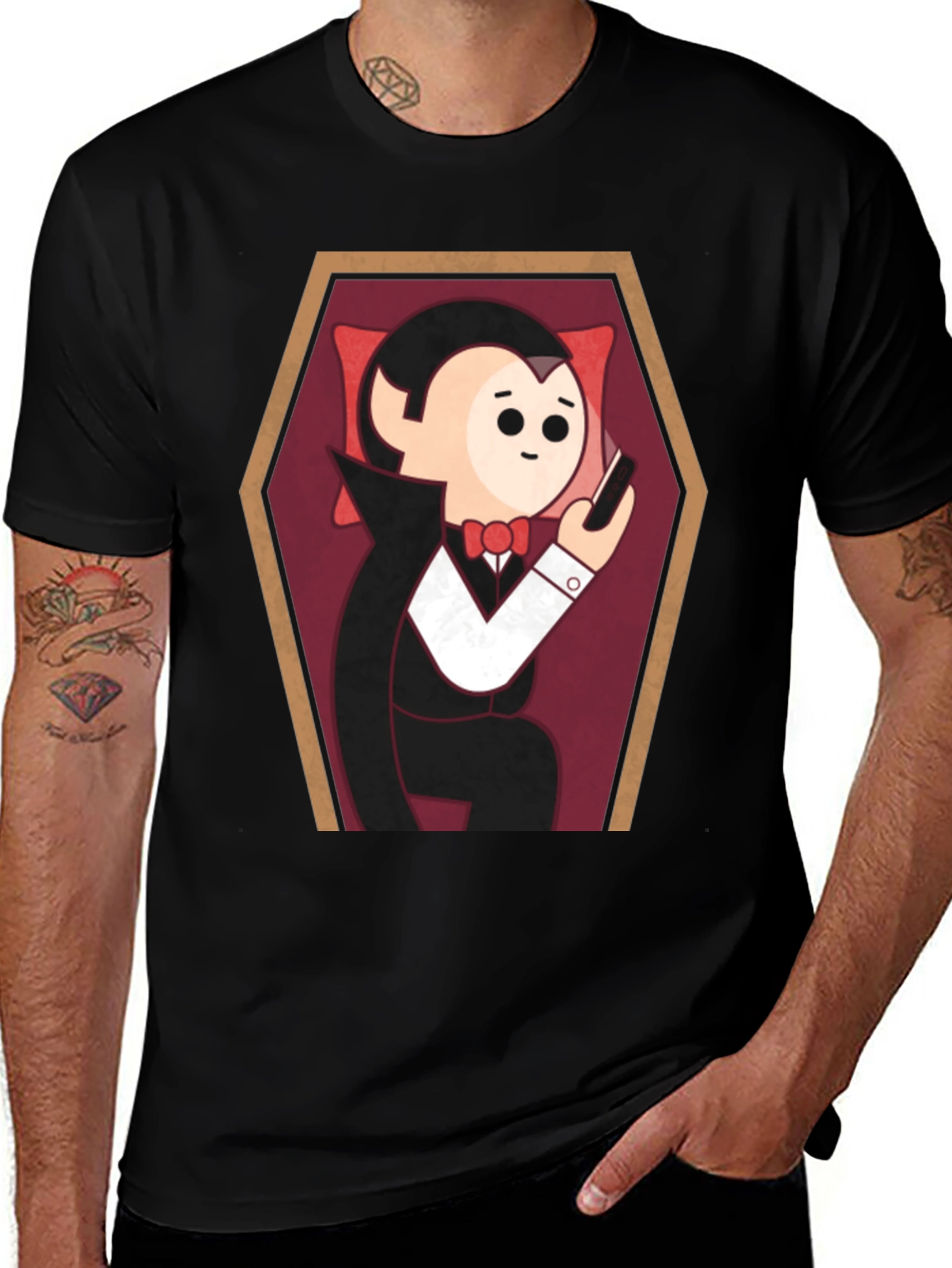 Cartoon Vampire in Coffin T-Shirt