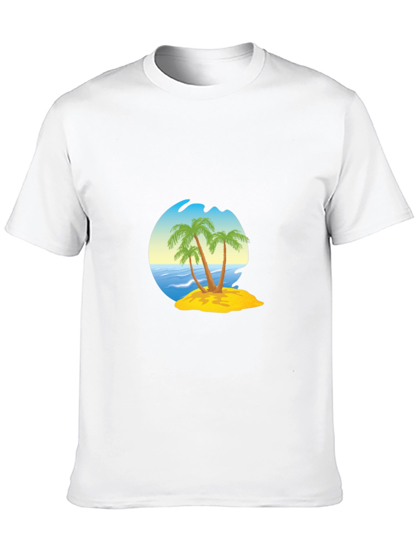 Island Palm Tee - Black Cotton Blend T-Shirt