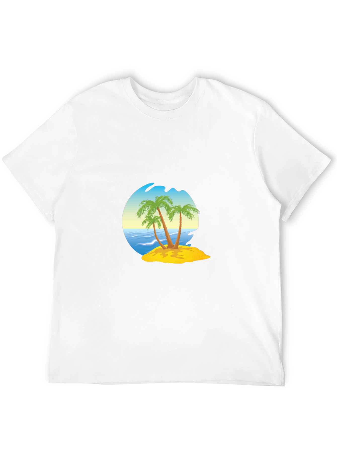 Island Palm Tee - Black Cotton Blend T-Shirt