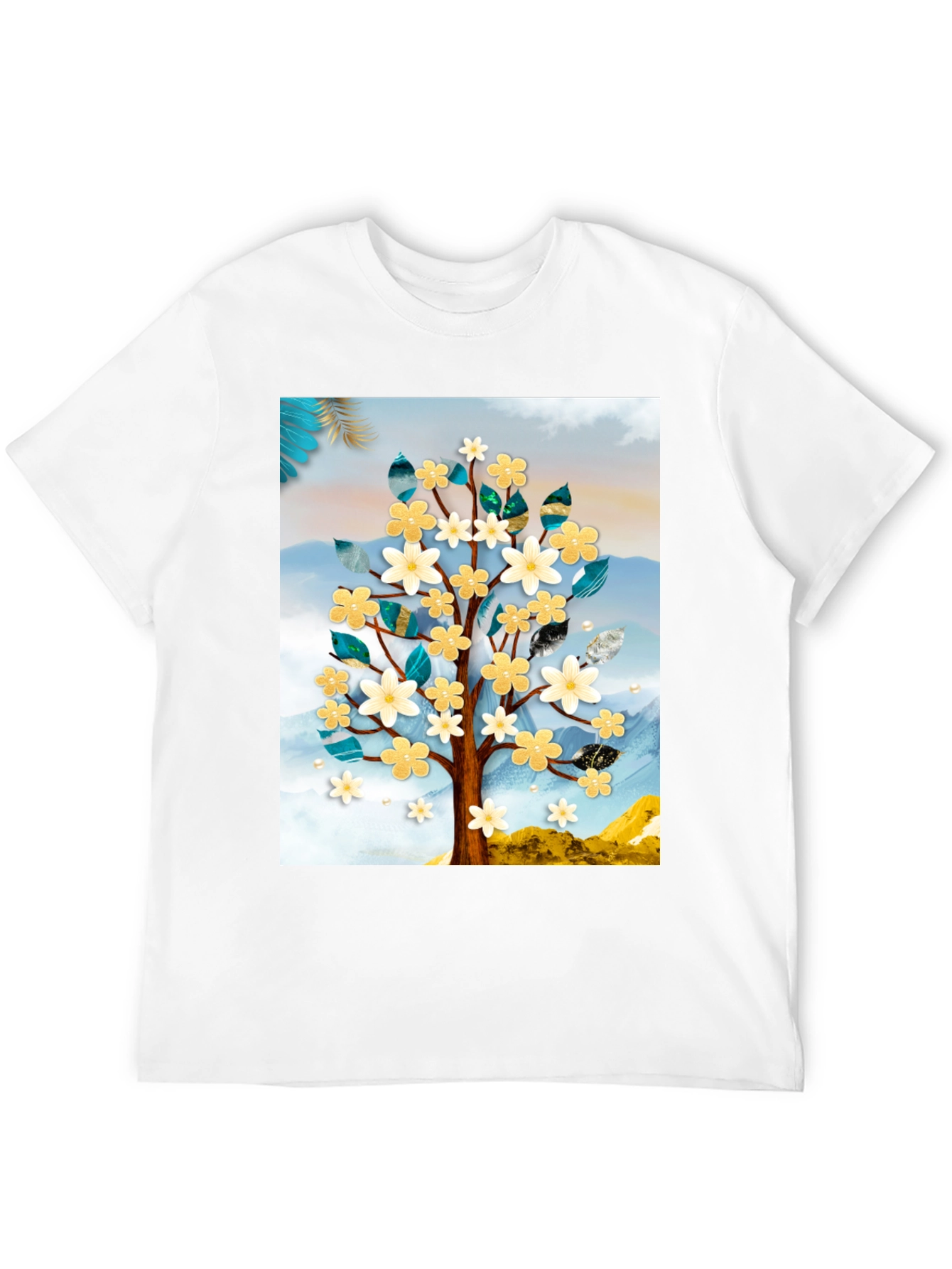 Floral Tree Graphic Tee - Modern Art Shirt