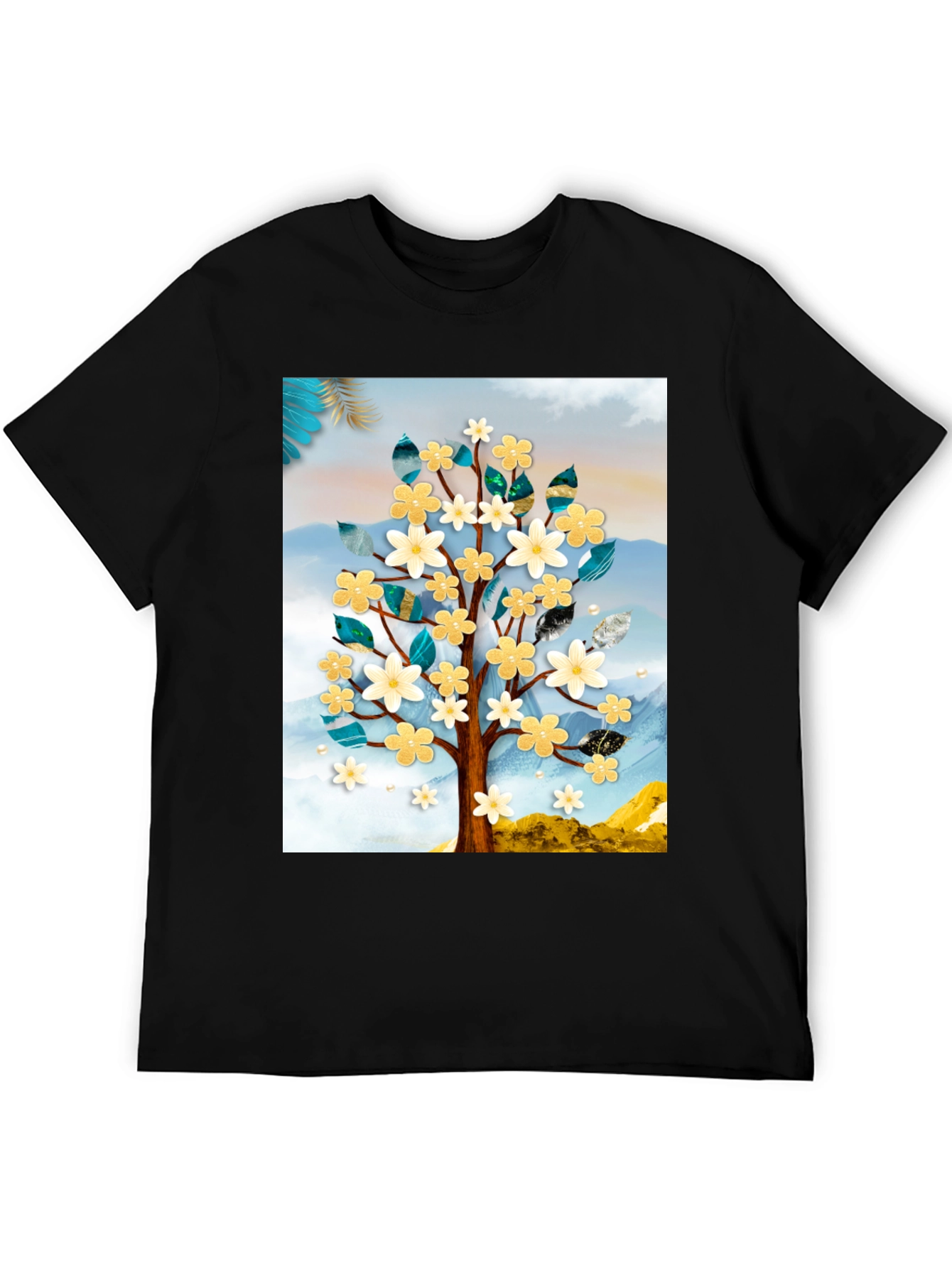Floral Tree Graphic Tee - Modern Art Shirt