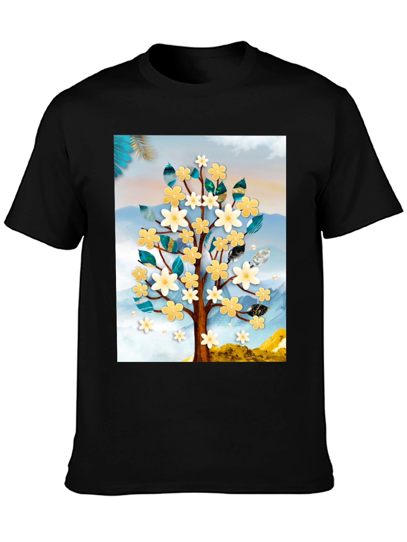 Floral Tree Graphic Tee - Modern Art Shirt