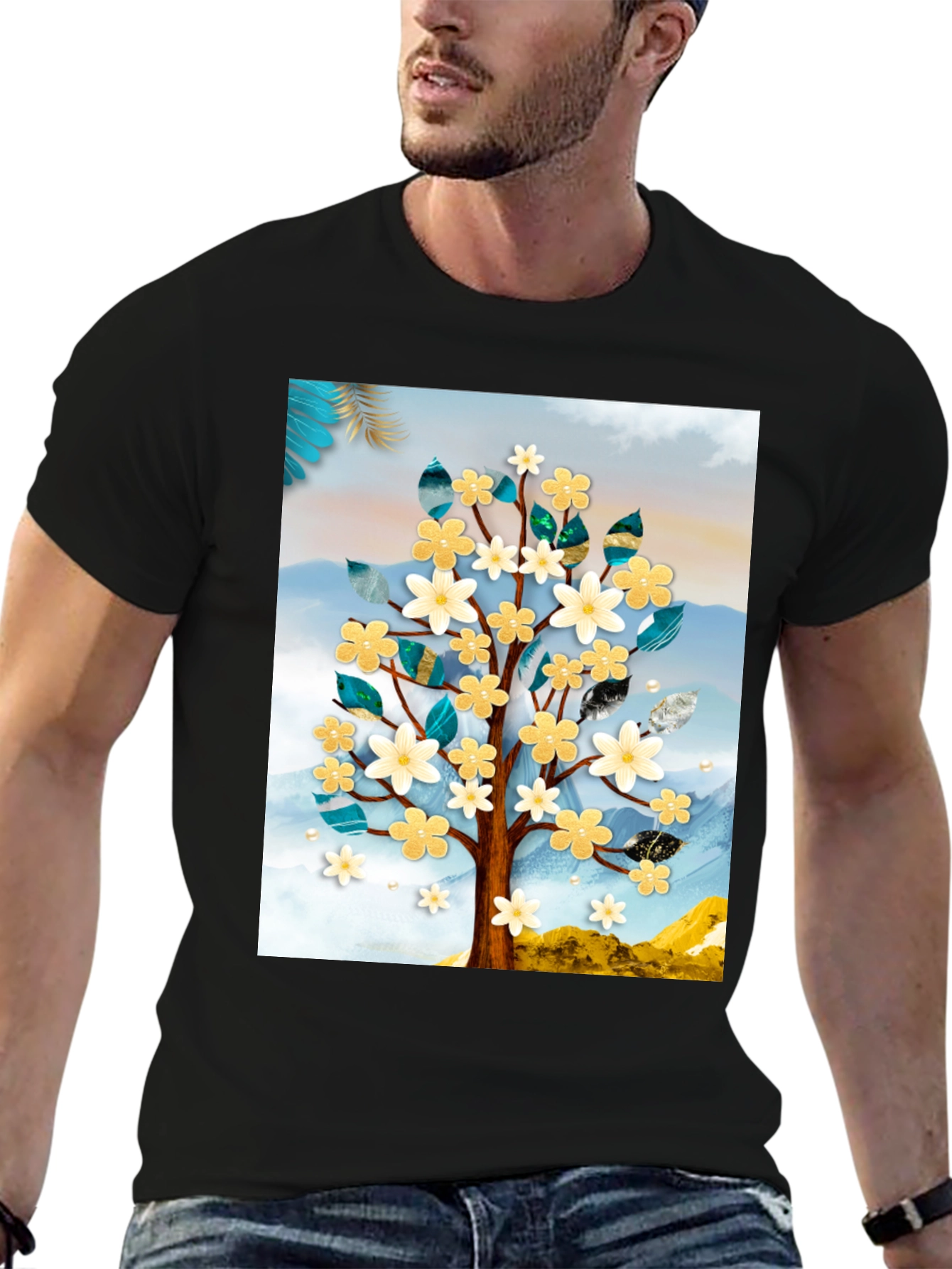 Floral Tree Graphic Tee - Modern Art Shirt