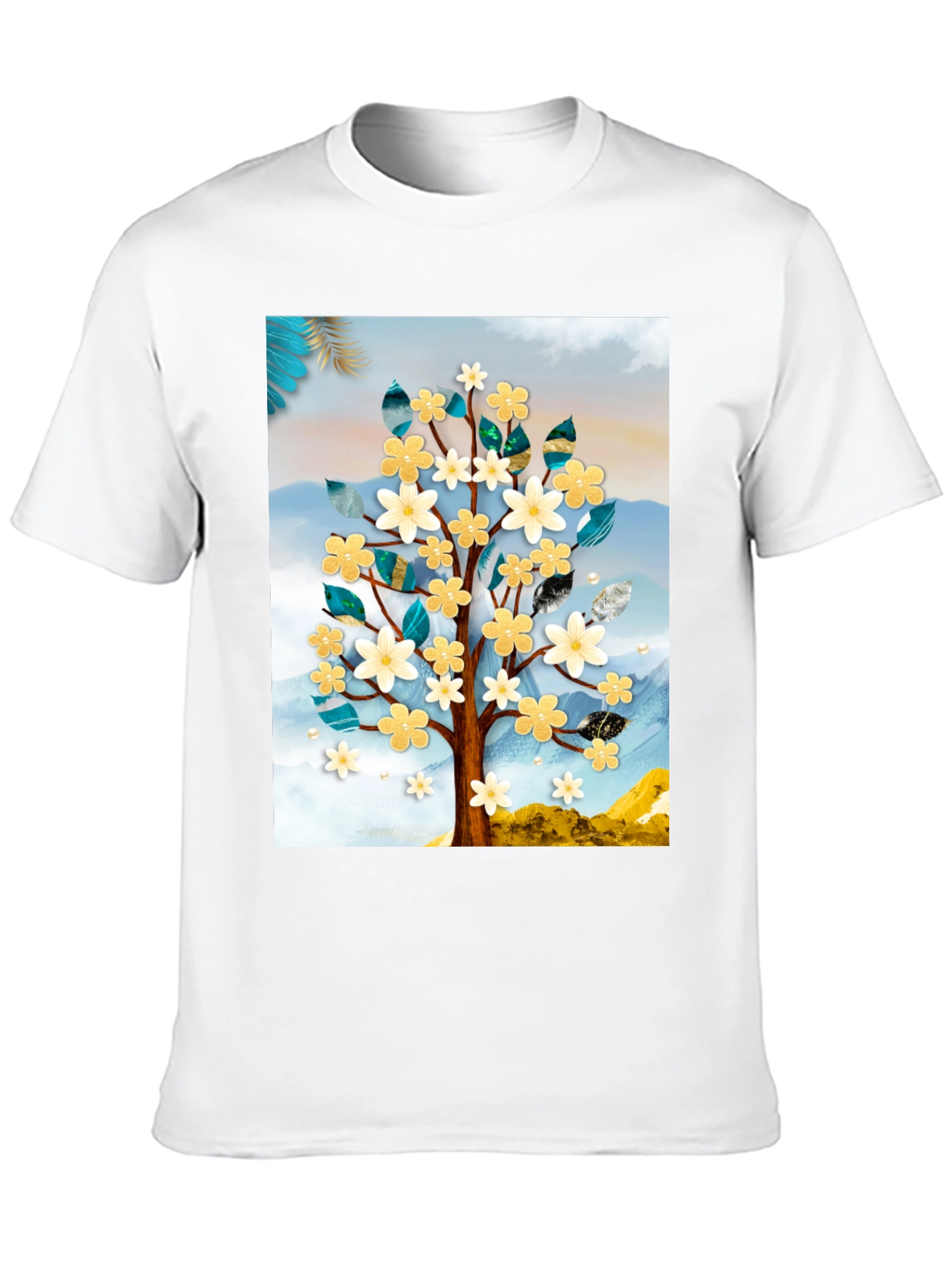 Floral Tree Graphic Tee - Modern Art Shirt
