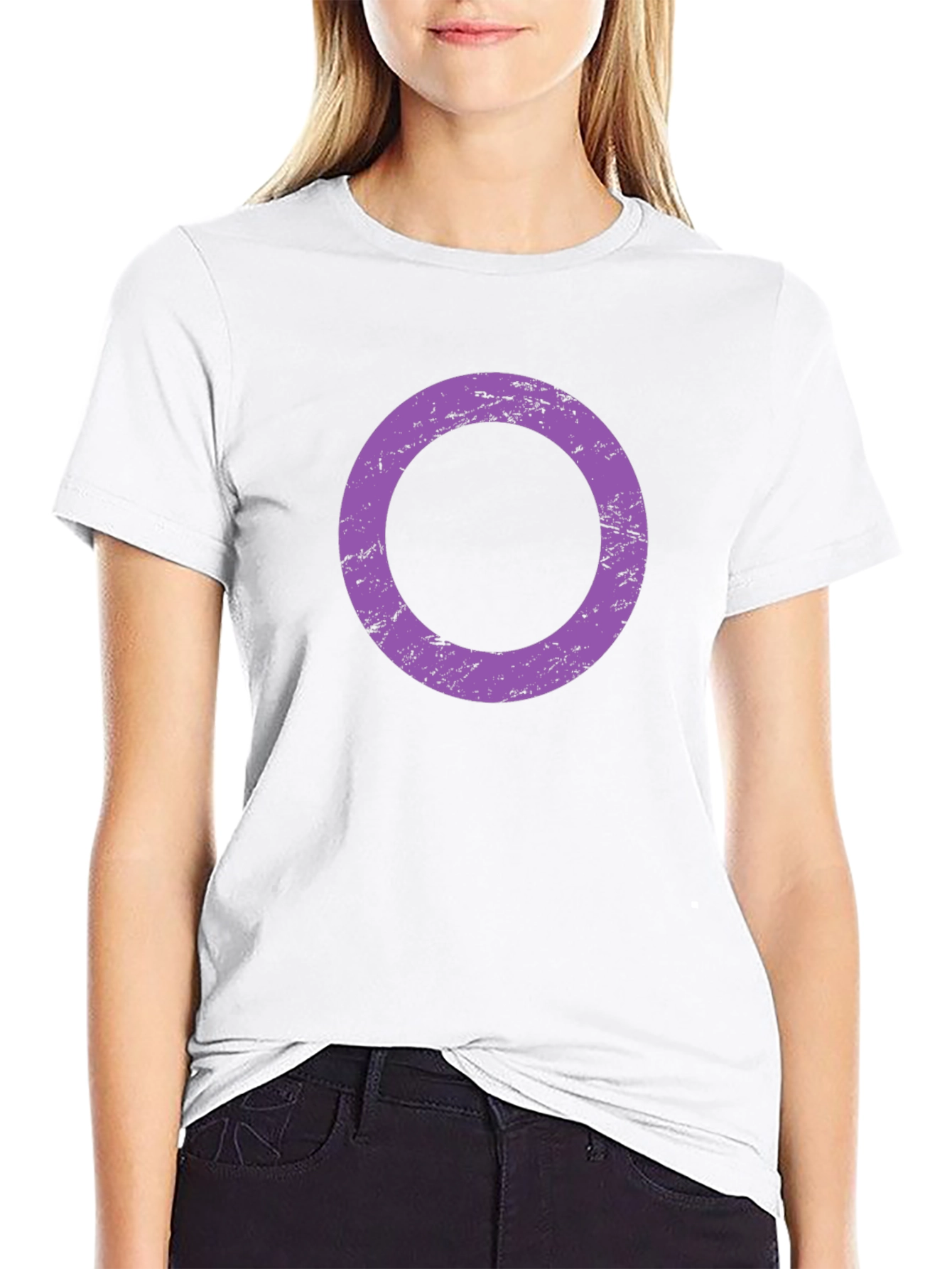 Black Tee with Purple Distressed Circle