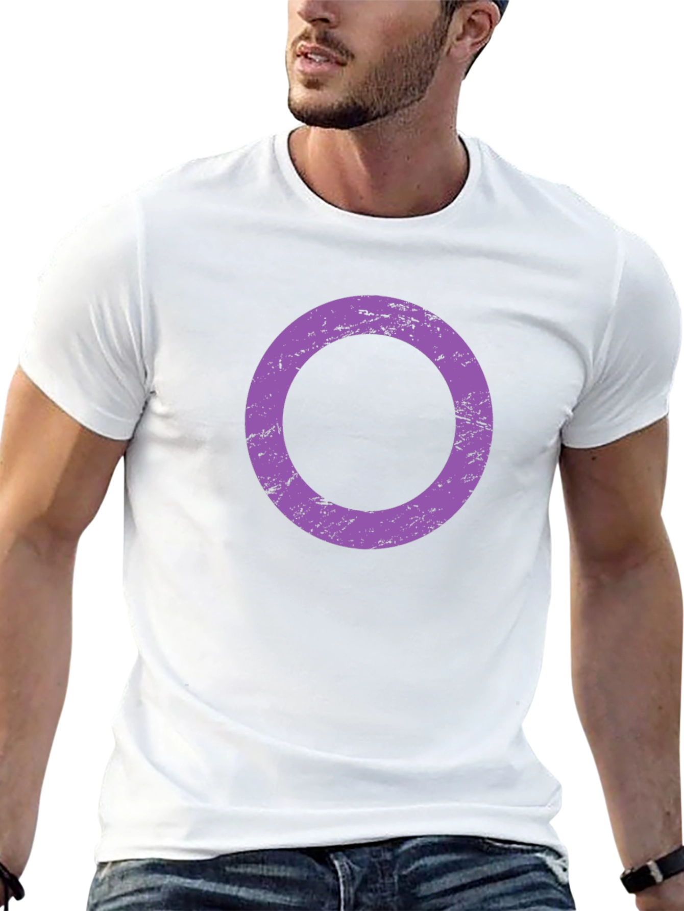 Black Tee with Purple Distressed Circle