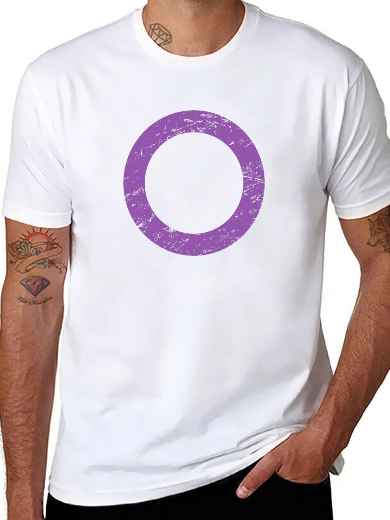 Black Tee with Purple Distressed Circle