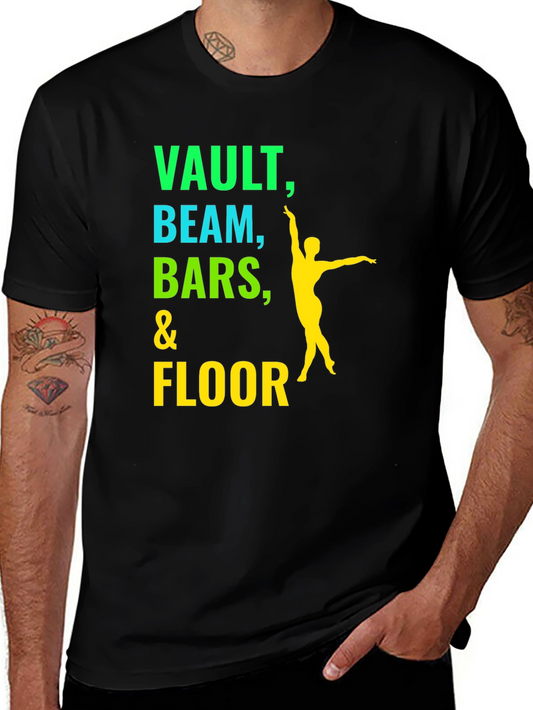 Gymnastics T-Shirt: Vault Beam Bars & Floor