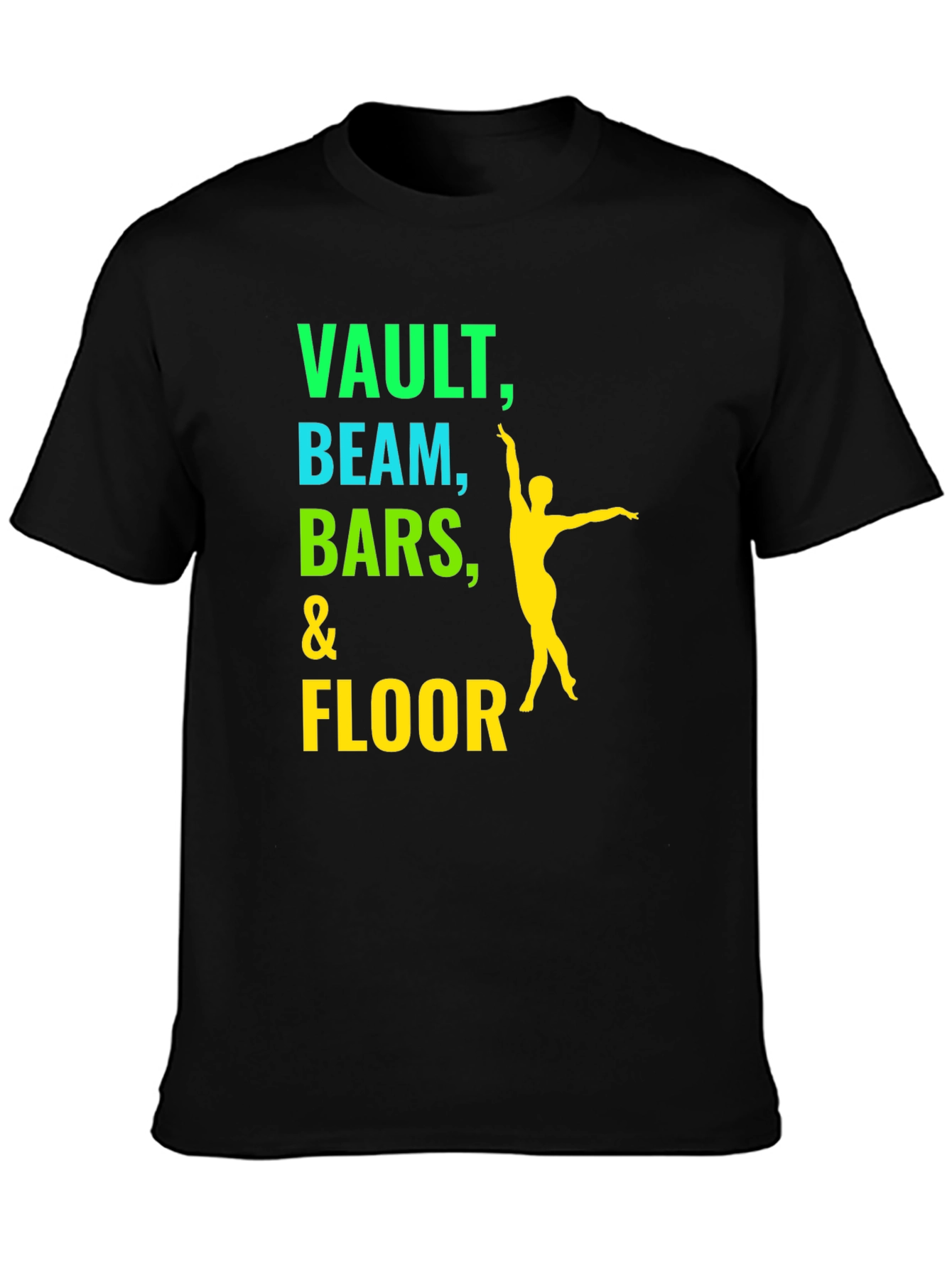 Gymnastics T-Shirt: Vault Beam Bars & Floor